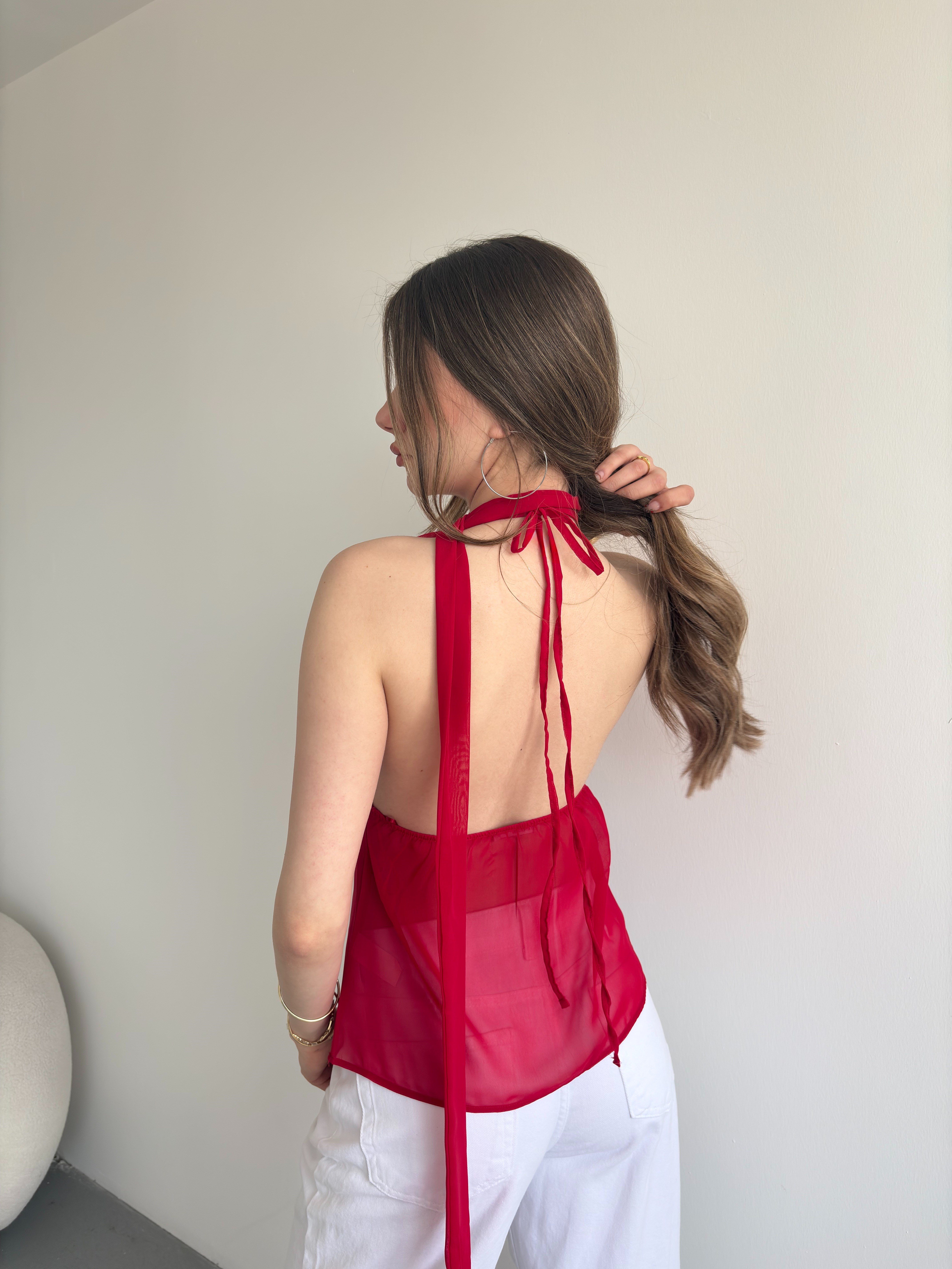 Fularlı Şİfon Bluz 