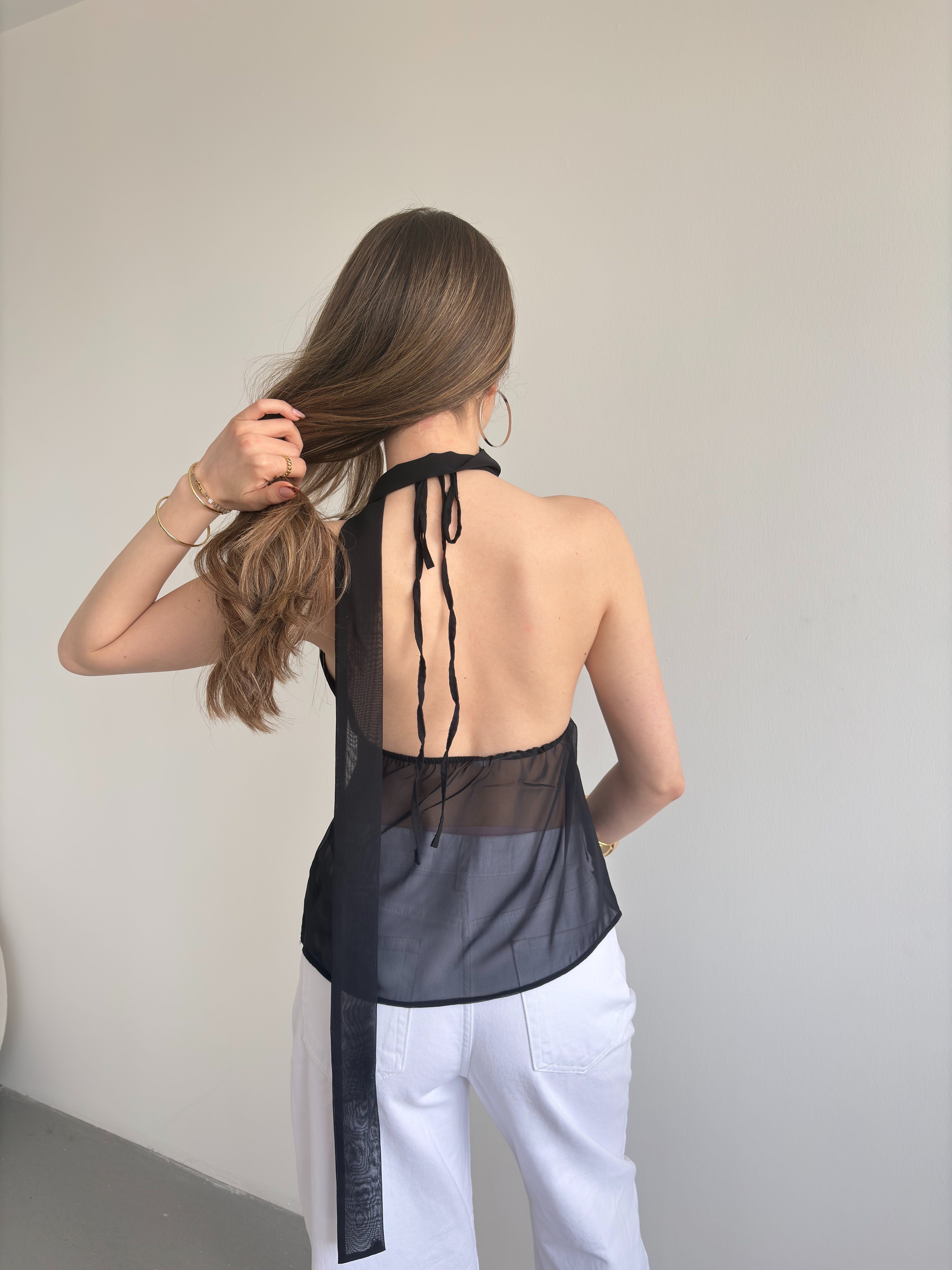 Fularlı Şİfon Bluz 
