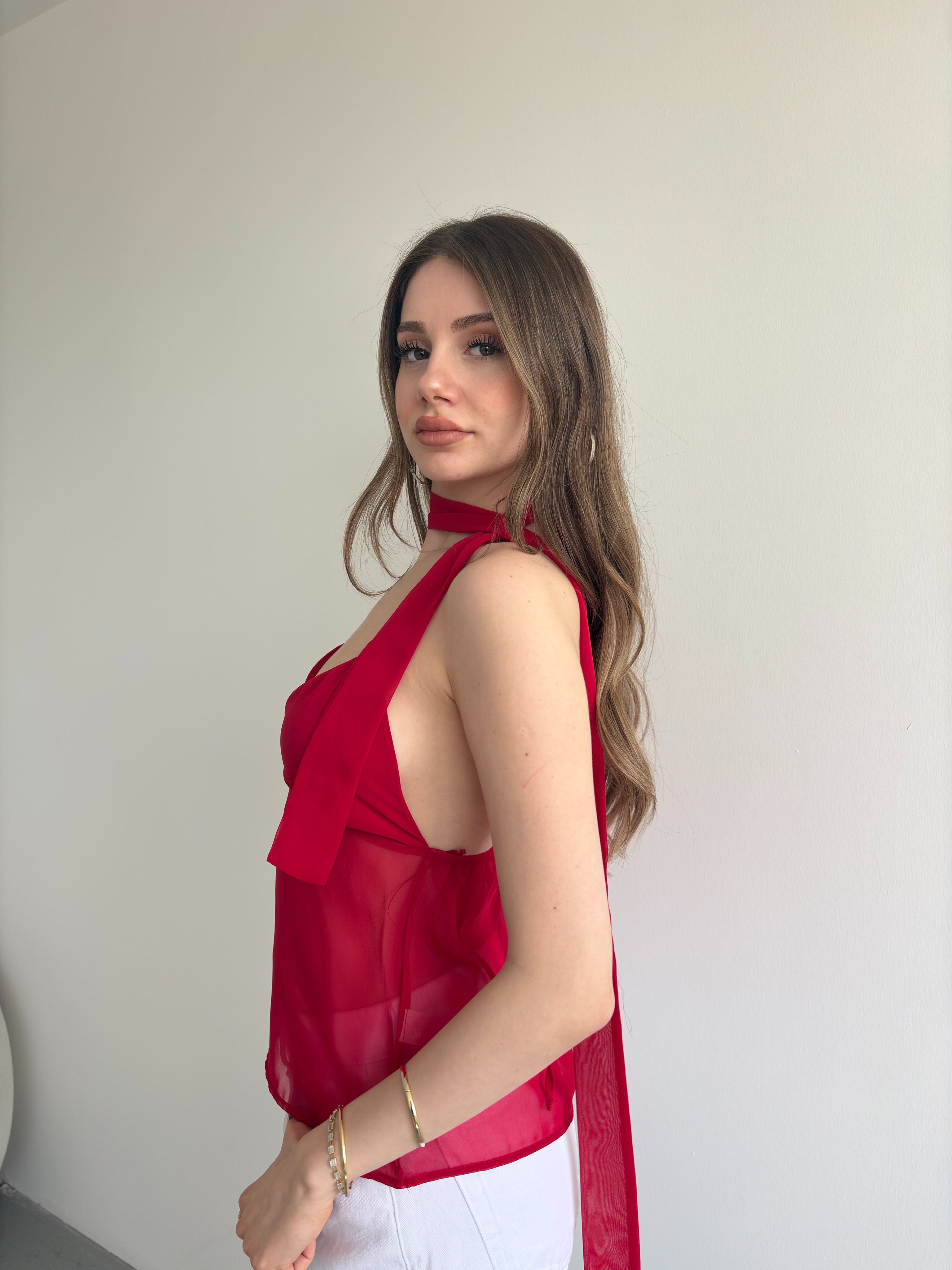 Fularlı Şİfon Bluz 