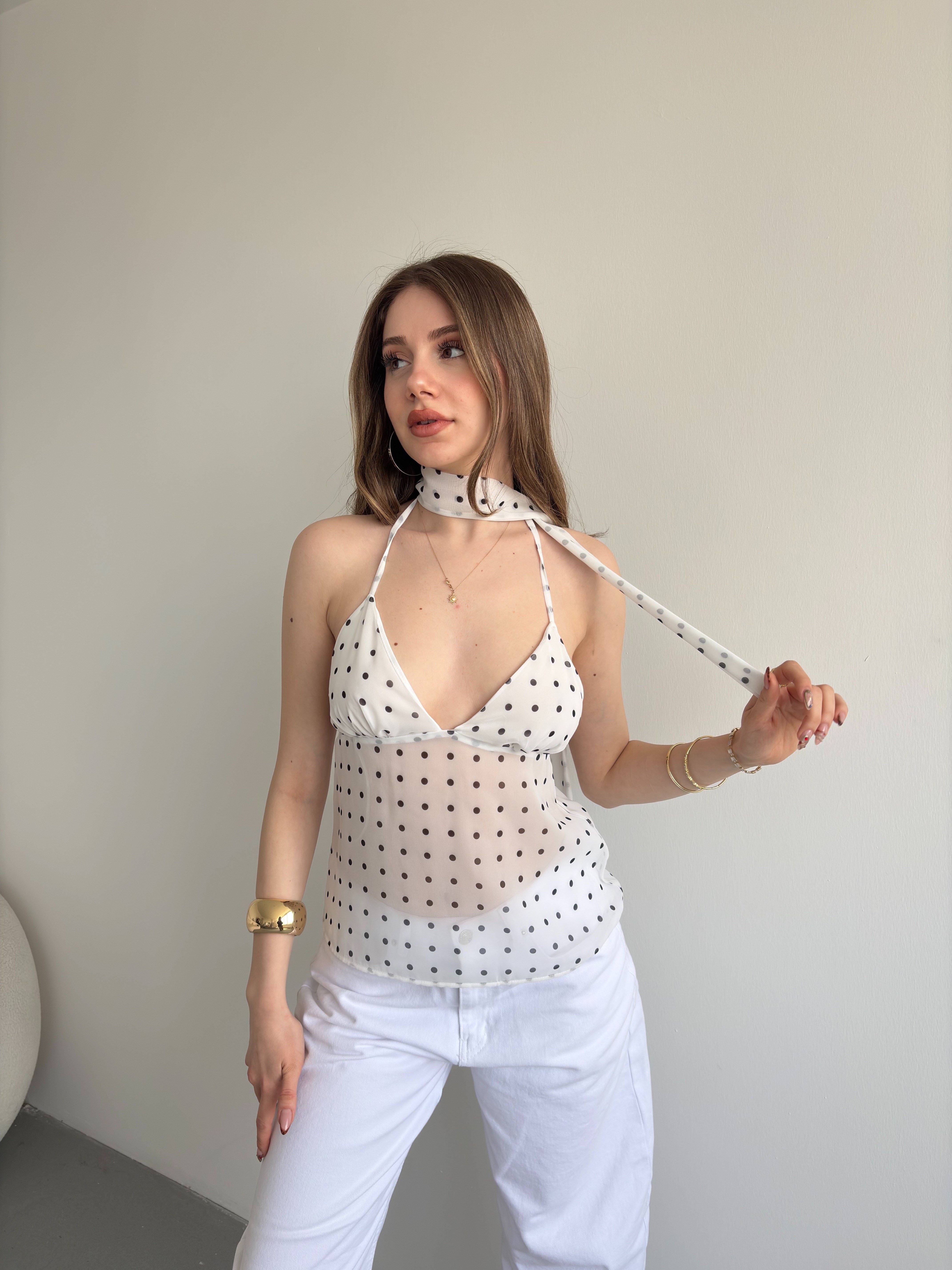 Fularlı Şİfon Bluz 