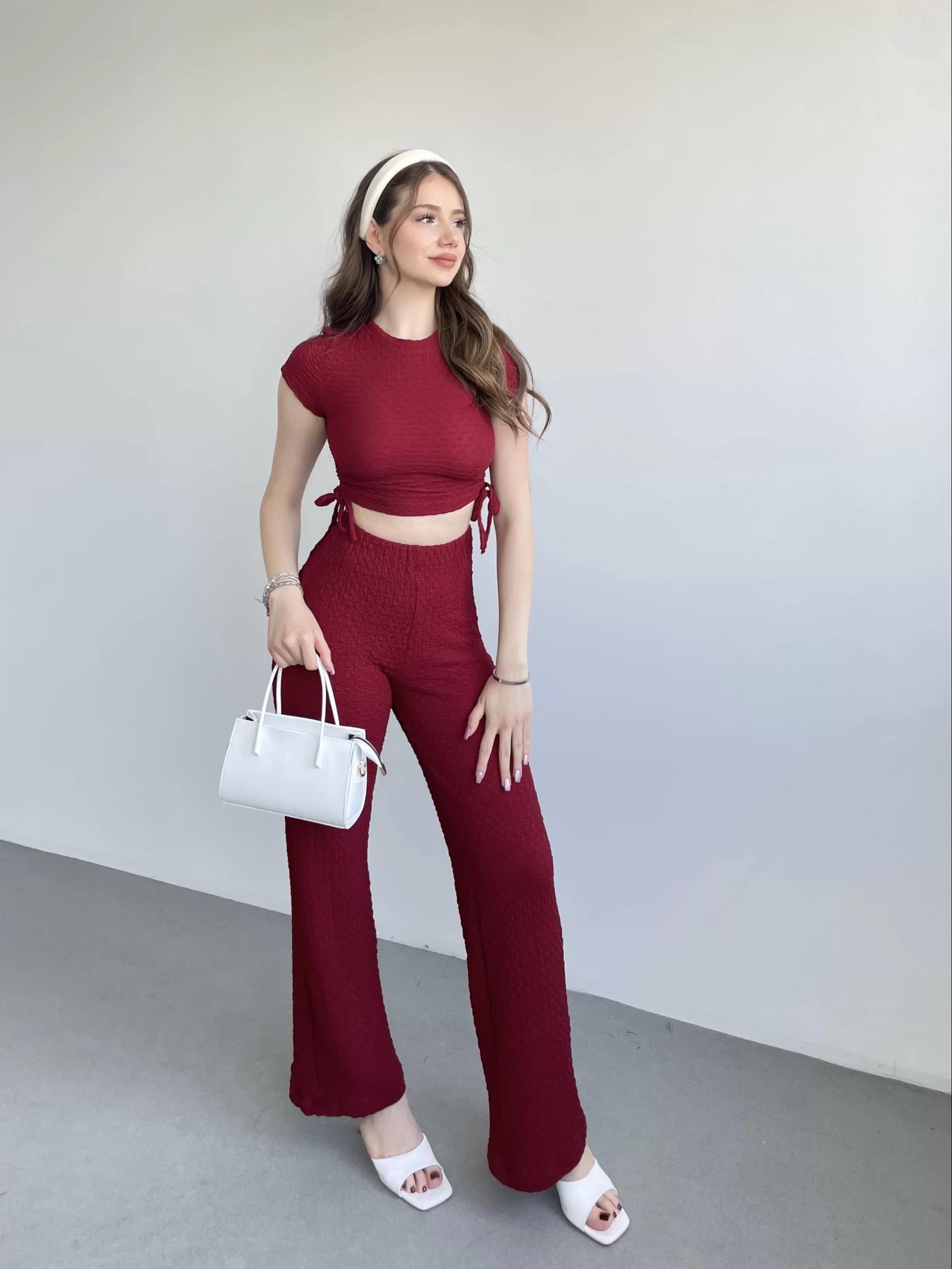 Gofre Basic Pantolon Crop Takım