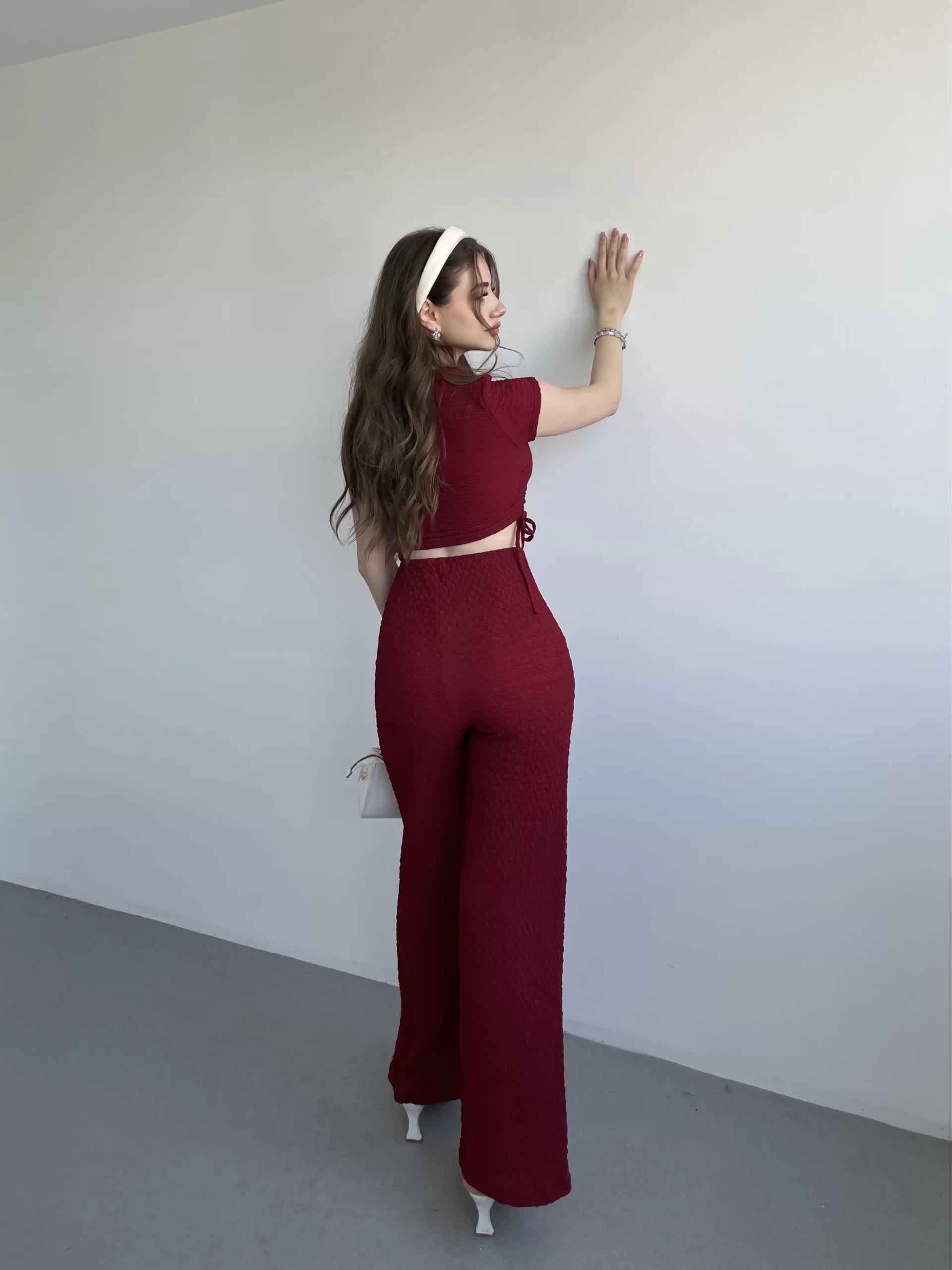 Gofre Basic Pantolon Crop Takım