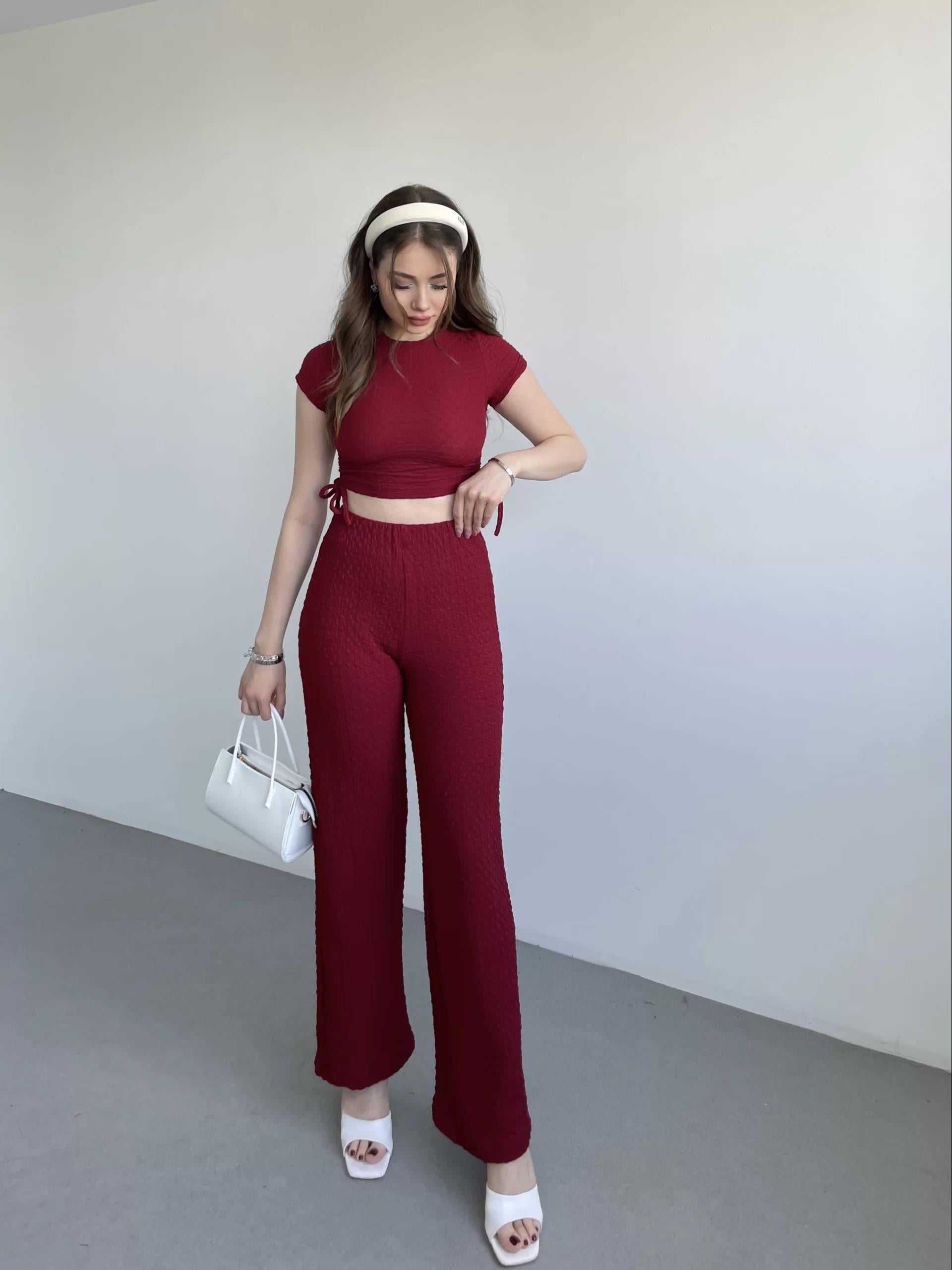 Gofre Basic Pantolon Crop Takım