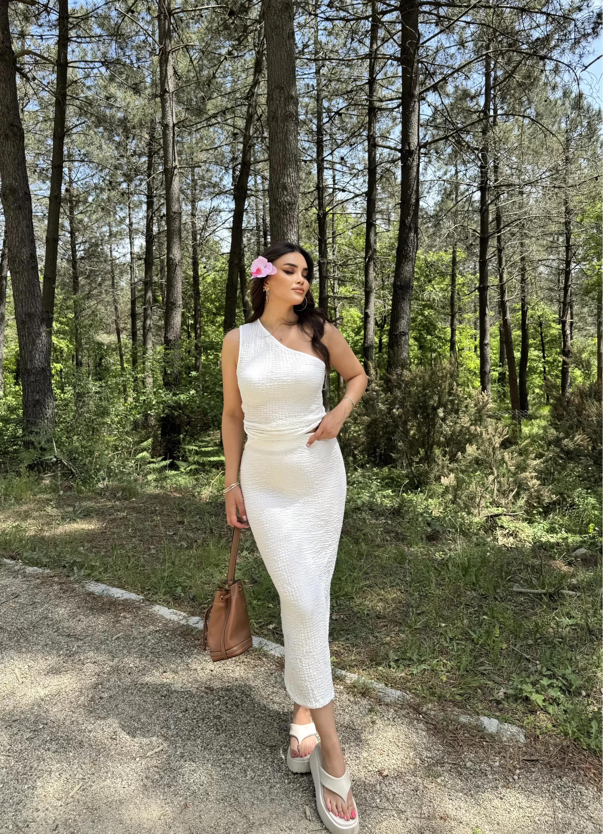 Gofre Etek Crop Takım