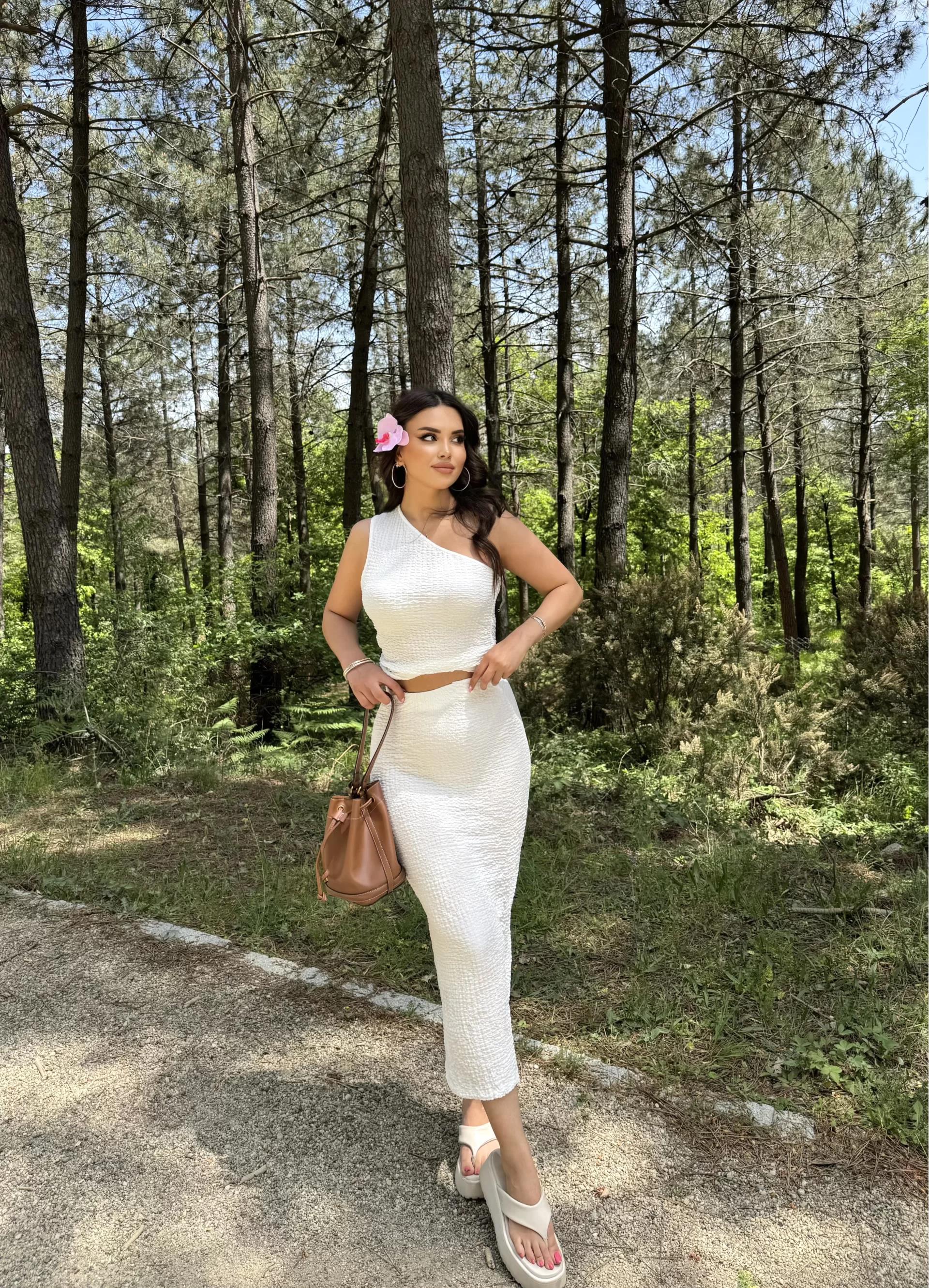 Gofre Etek Crop Takım