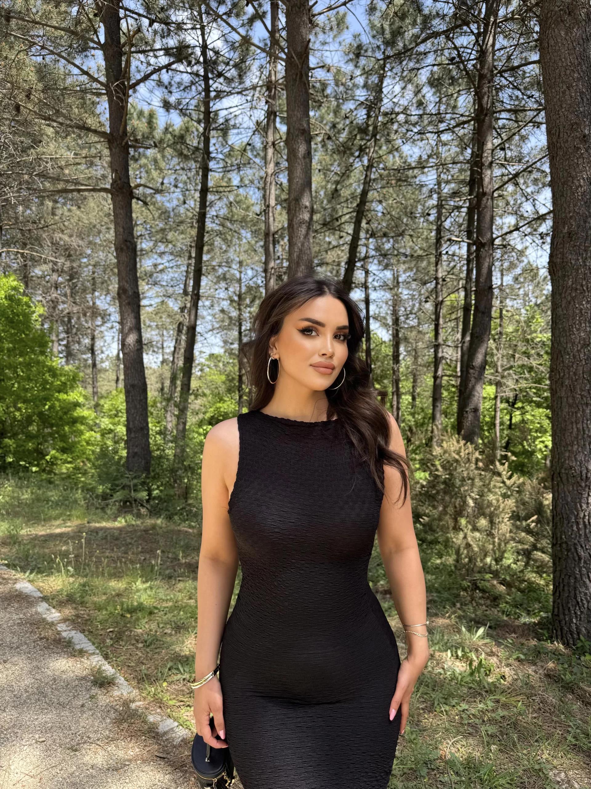 Gofre Omuz Detaylı Elbise