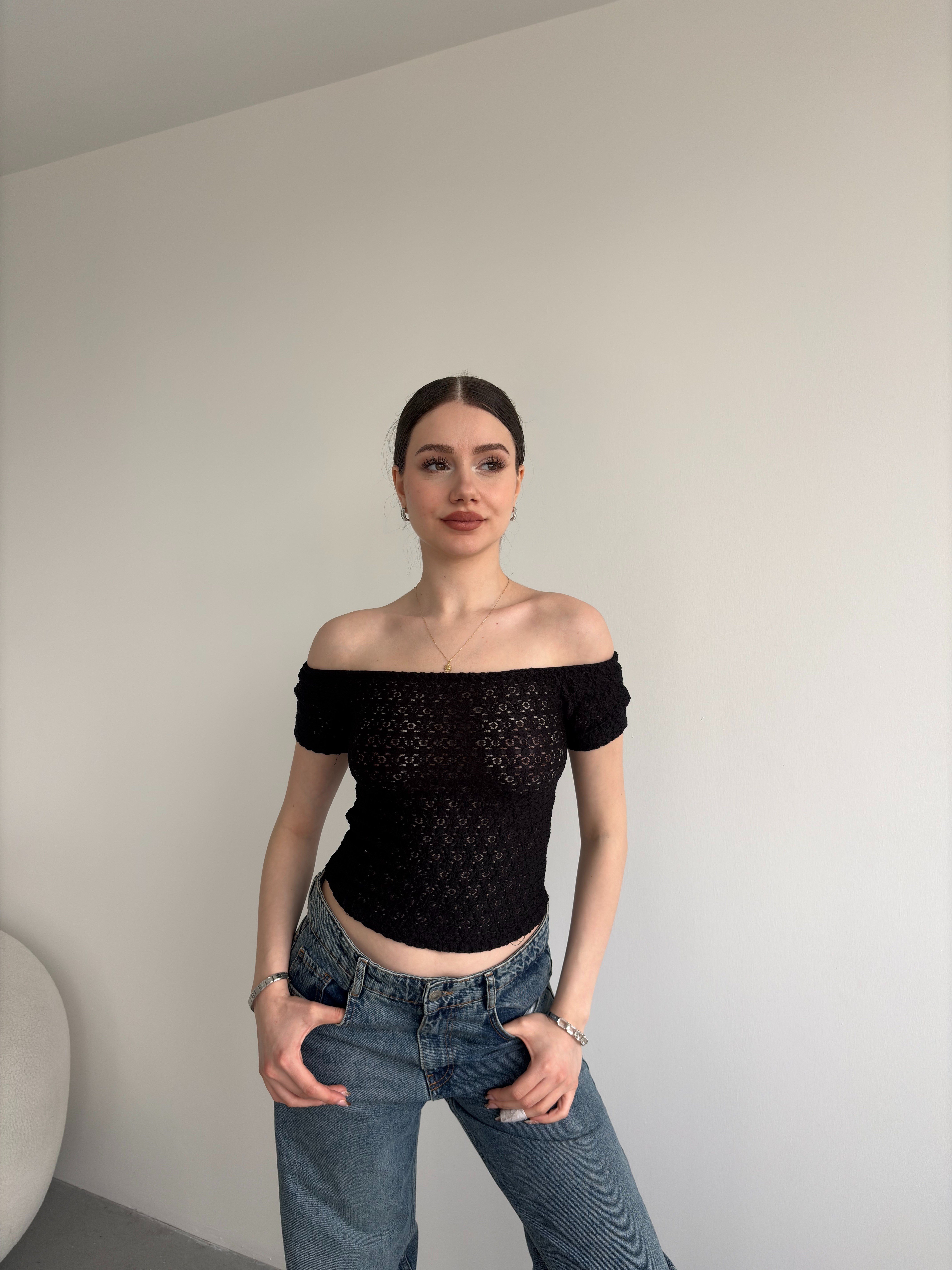 Güpürlü Transparan Crop