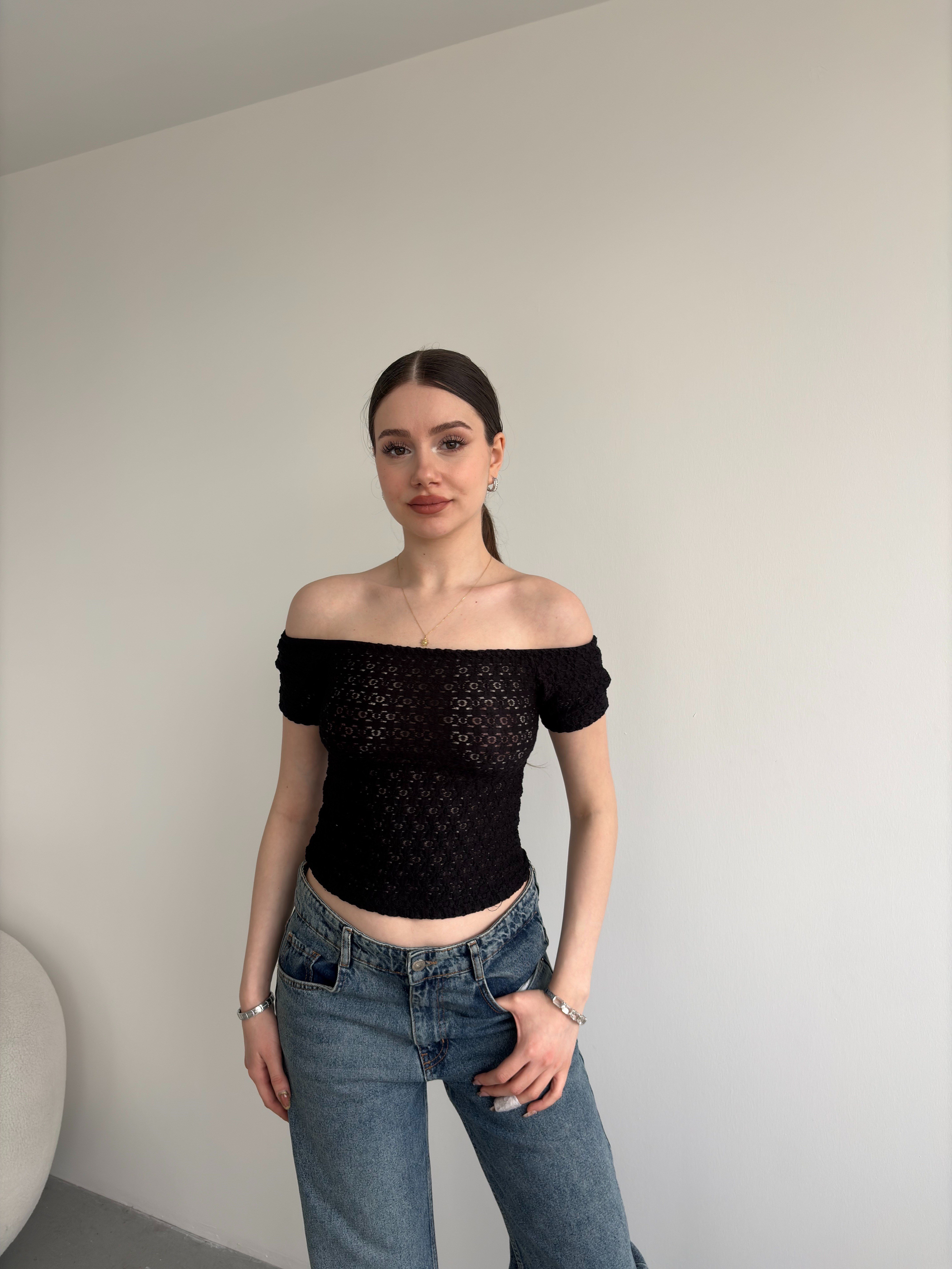 Güpürlü Transparan Crop