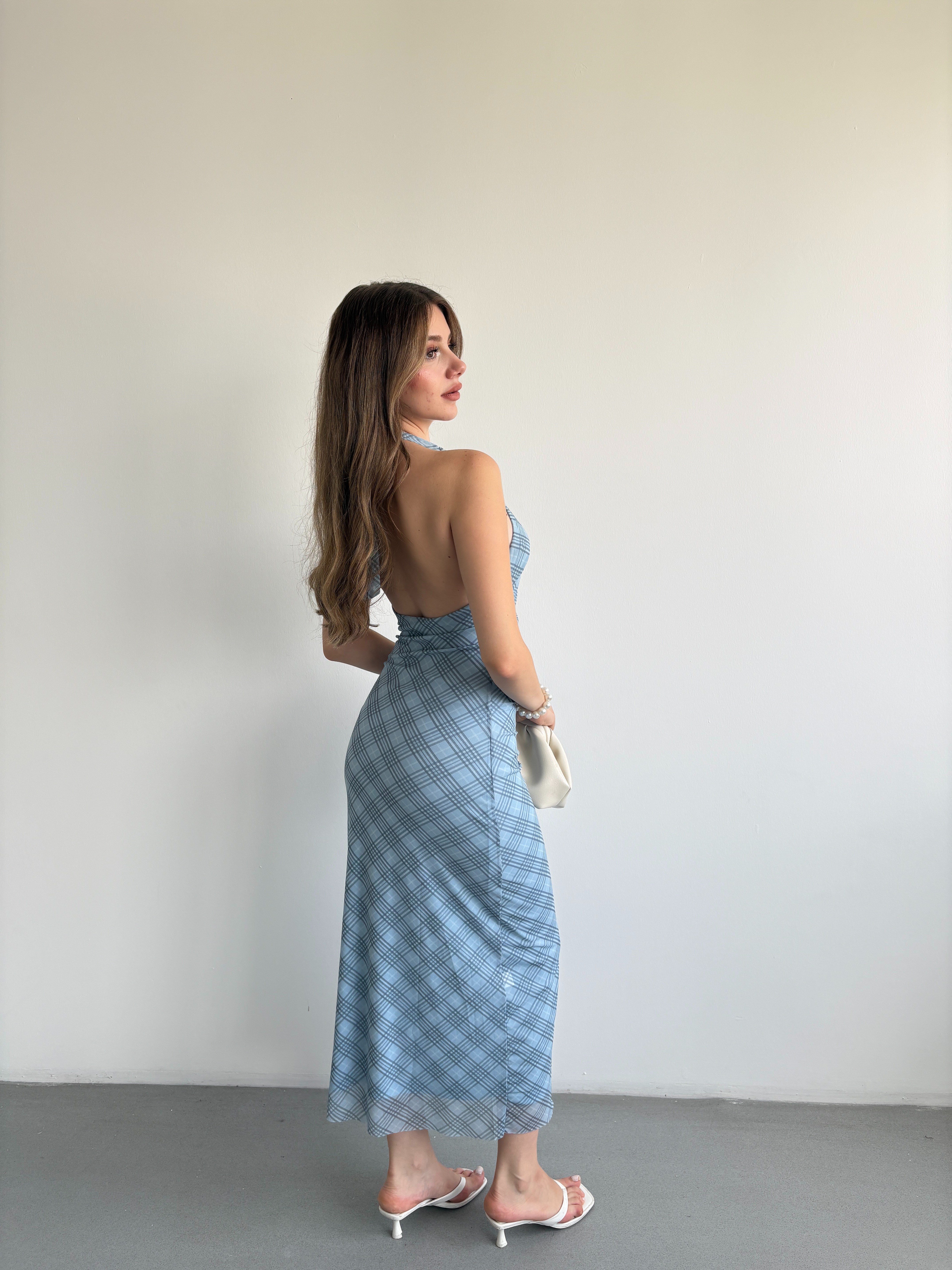 Halter Yaka Midi Elbise