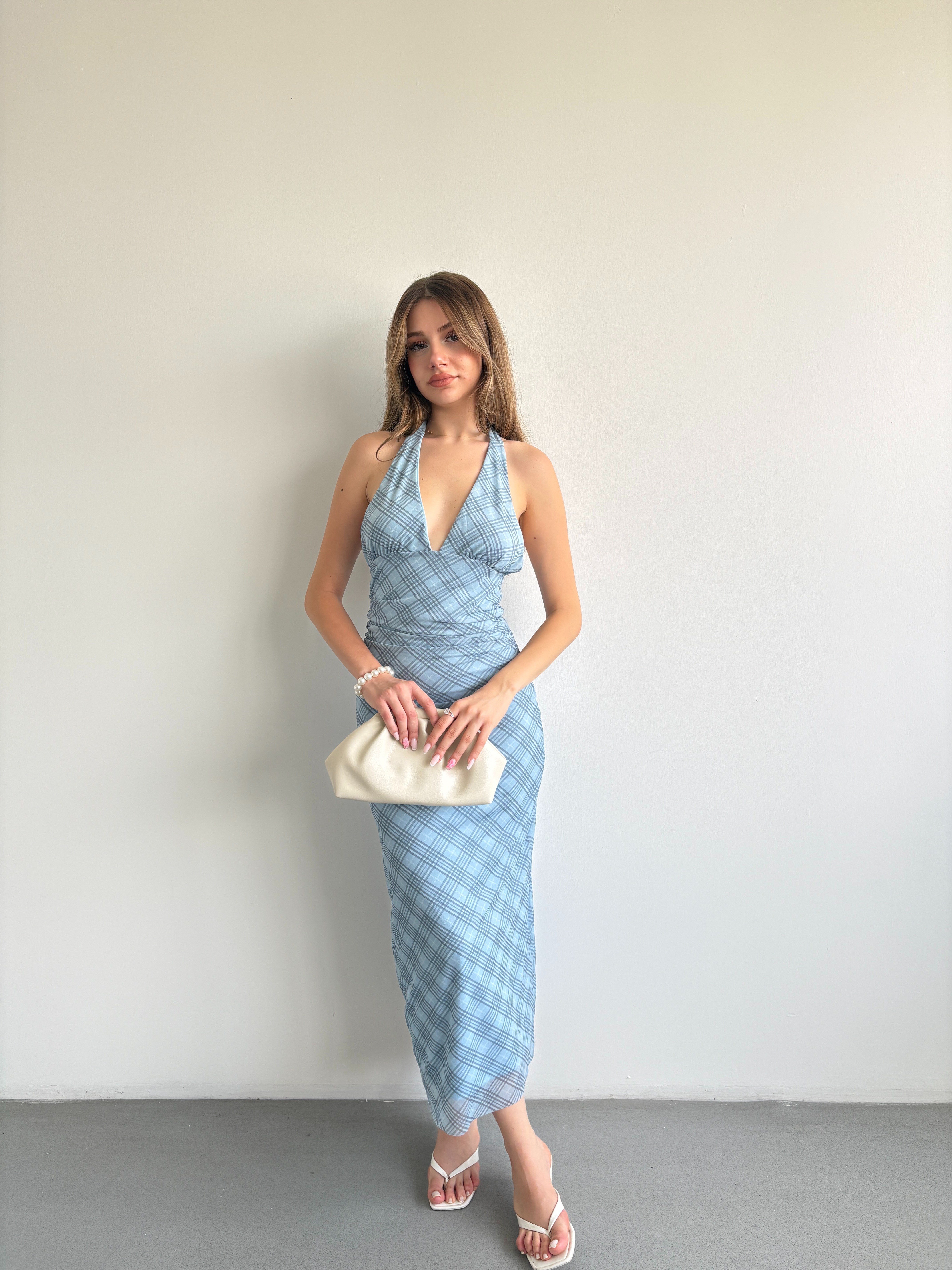Halter Yaka Midi Elbise