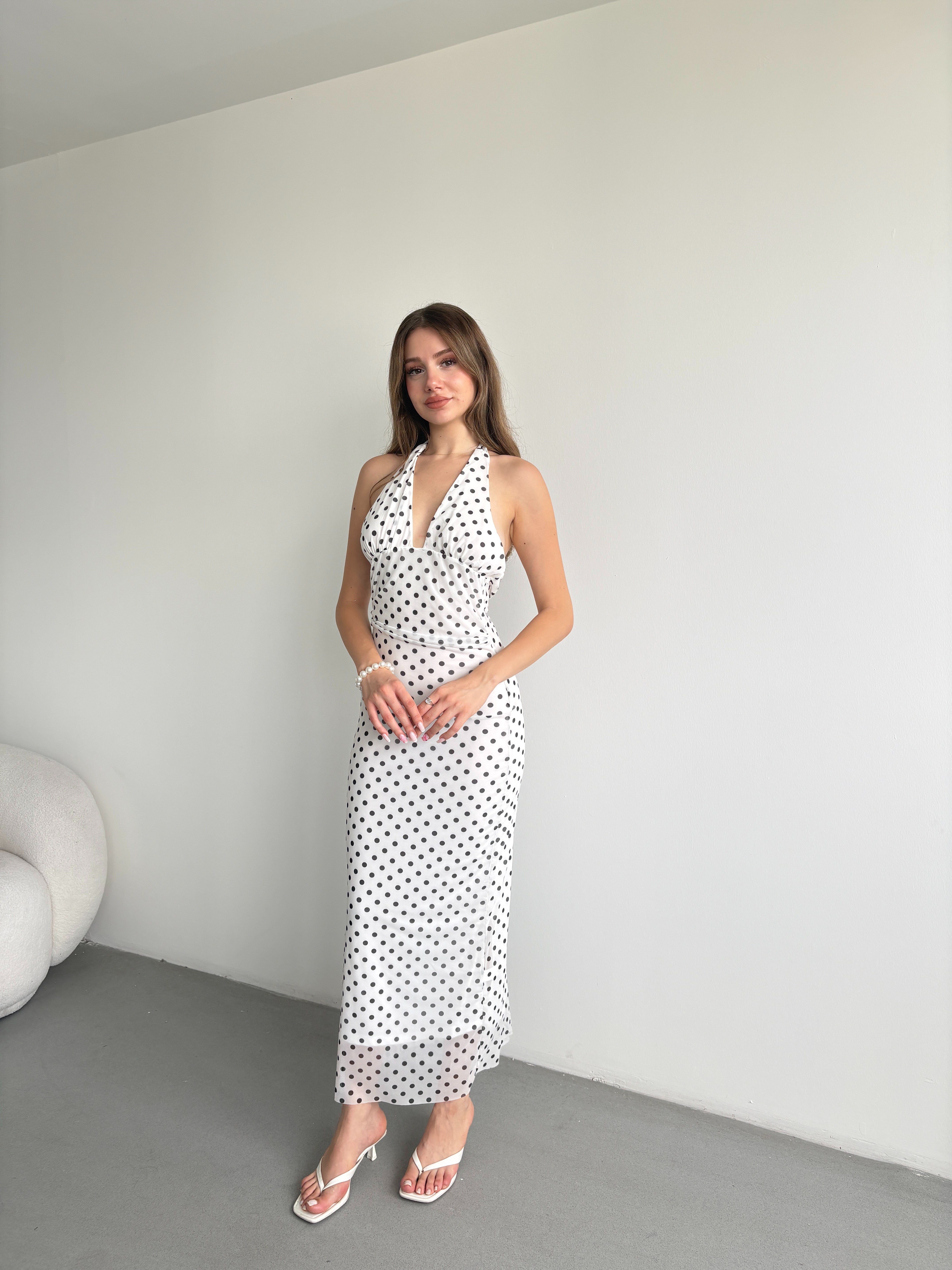Halter Yaka Midi Elbise