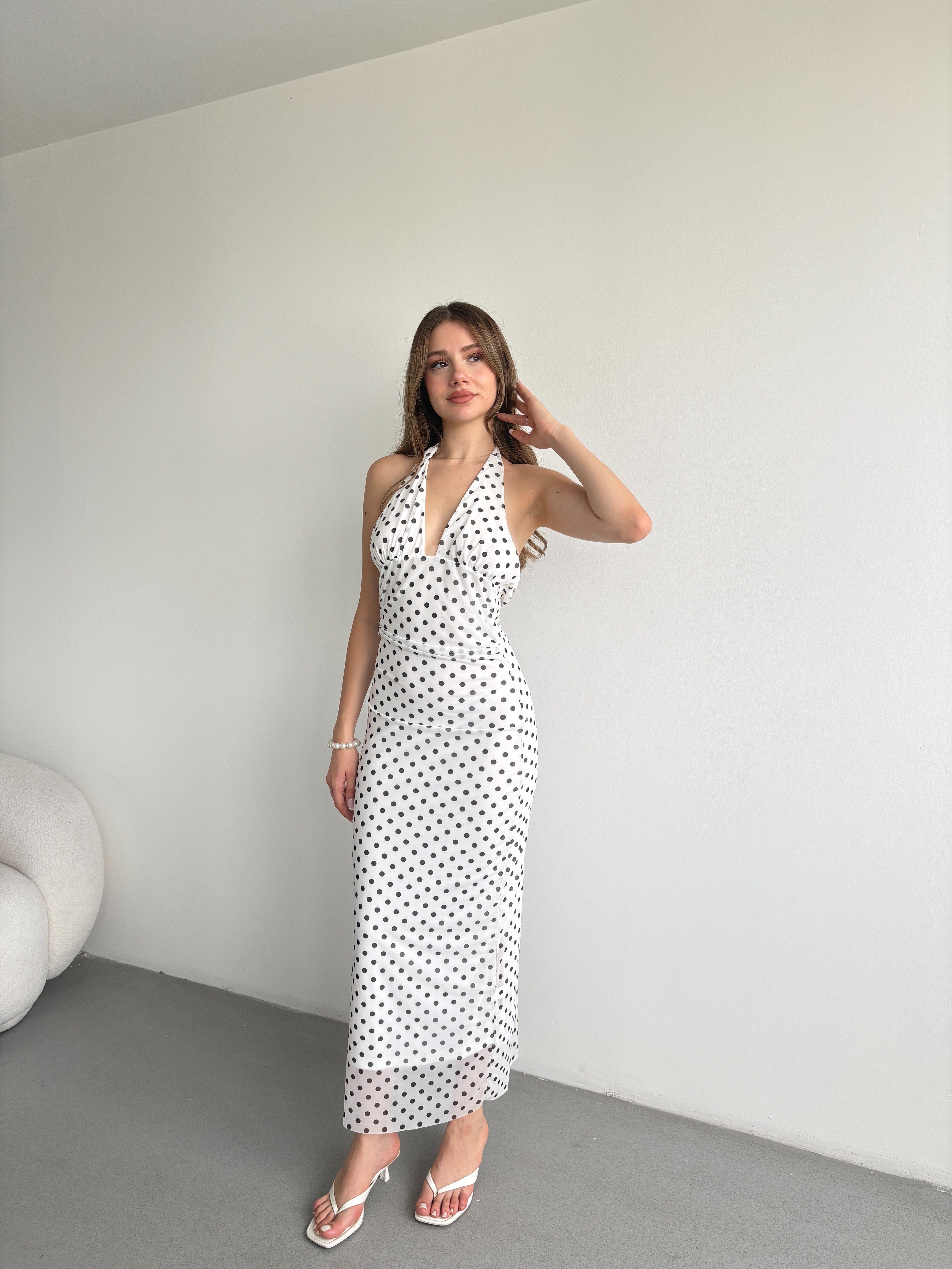 Halter Yaka Midi Elbise