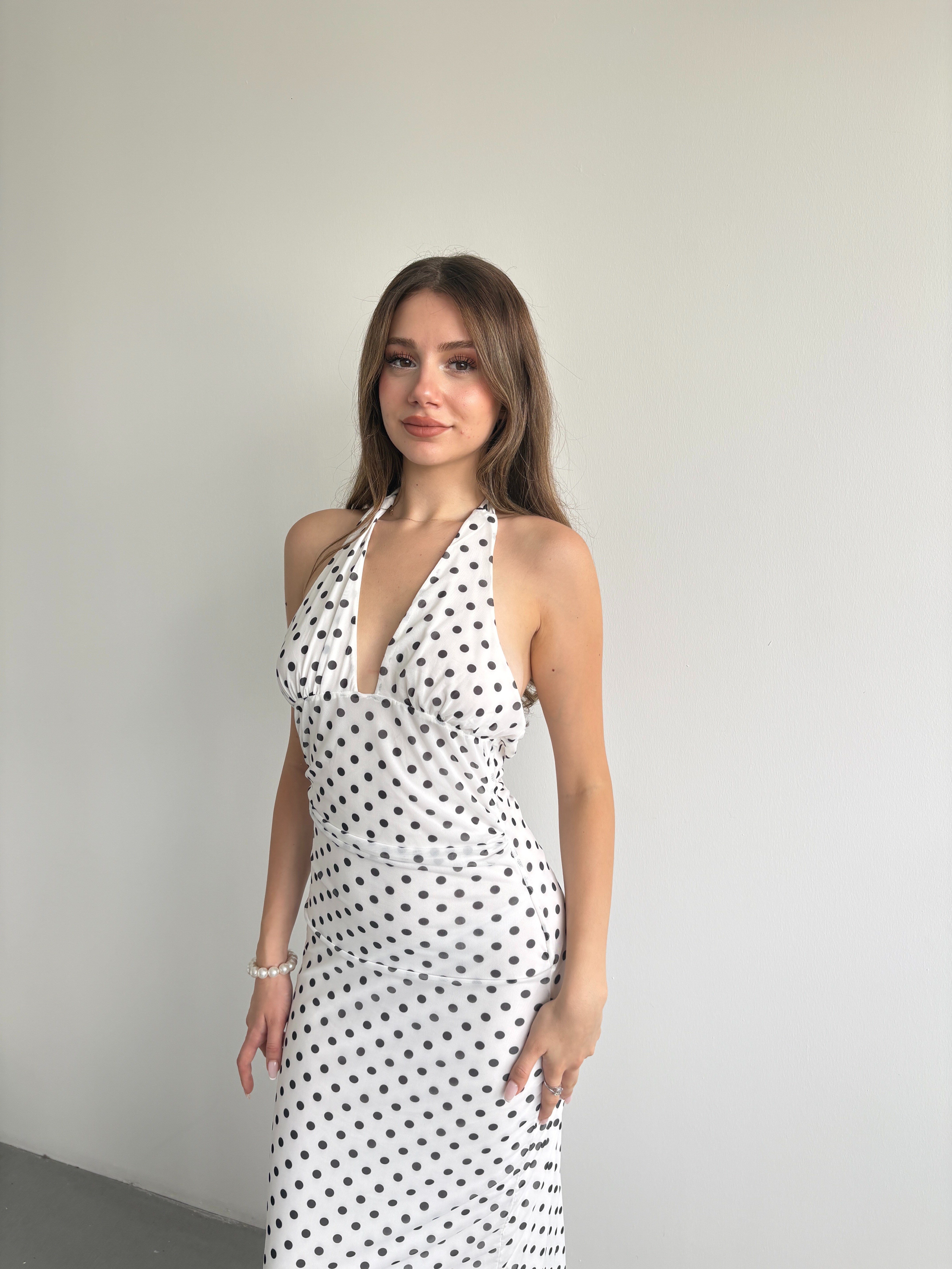 Halter Yaka Midi Elbise