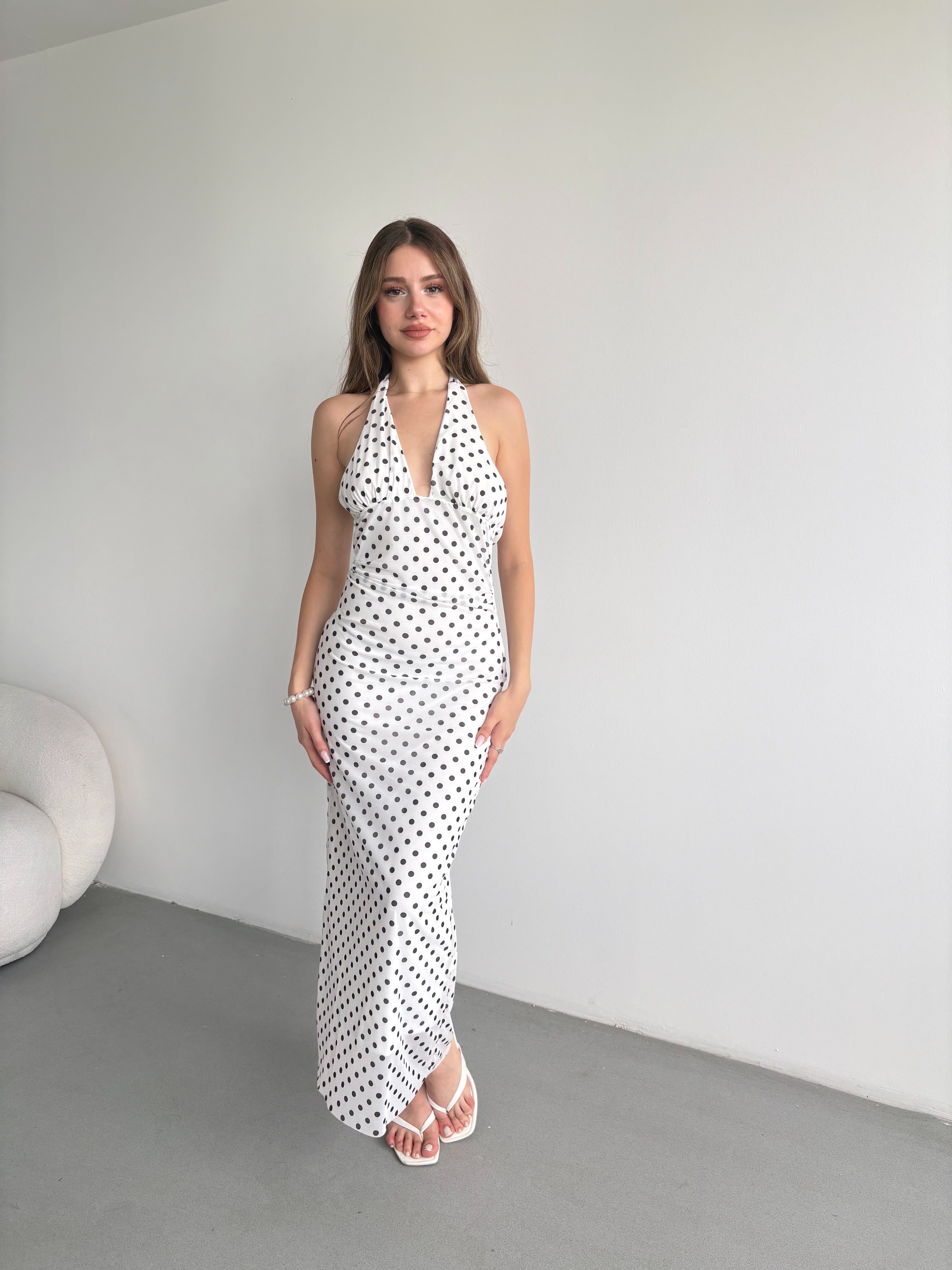 Halter Yaka Midi Elbise