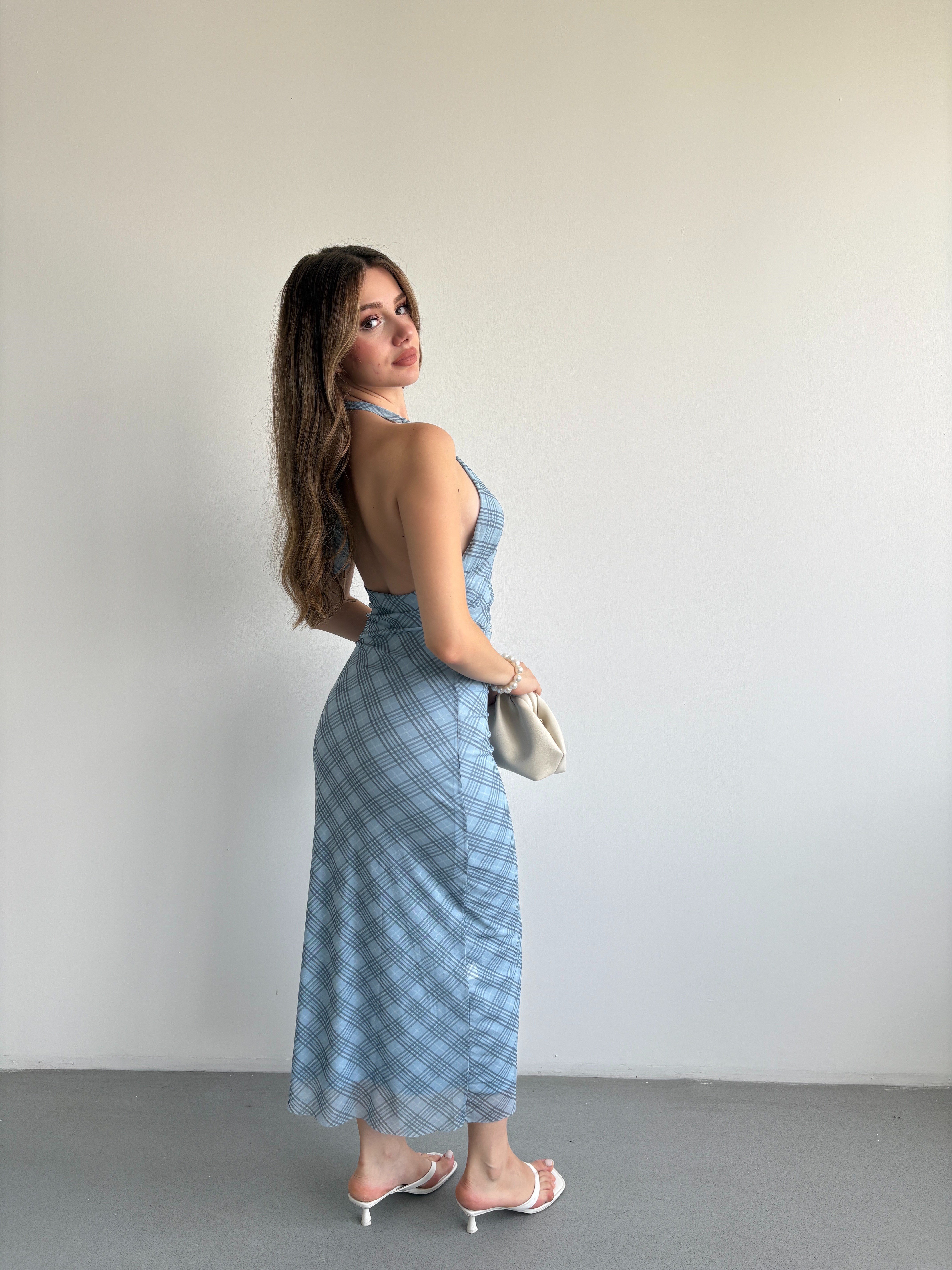 Halter Yaka Midi Elbise