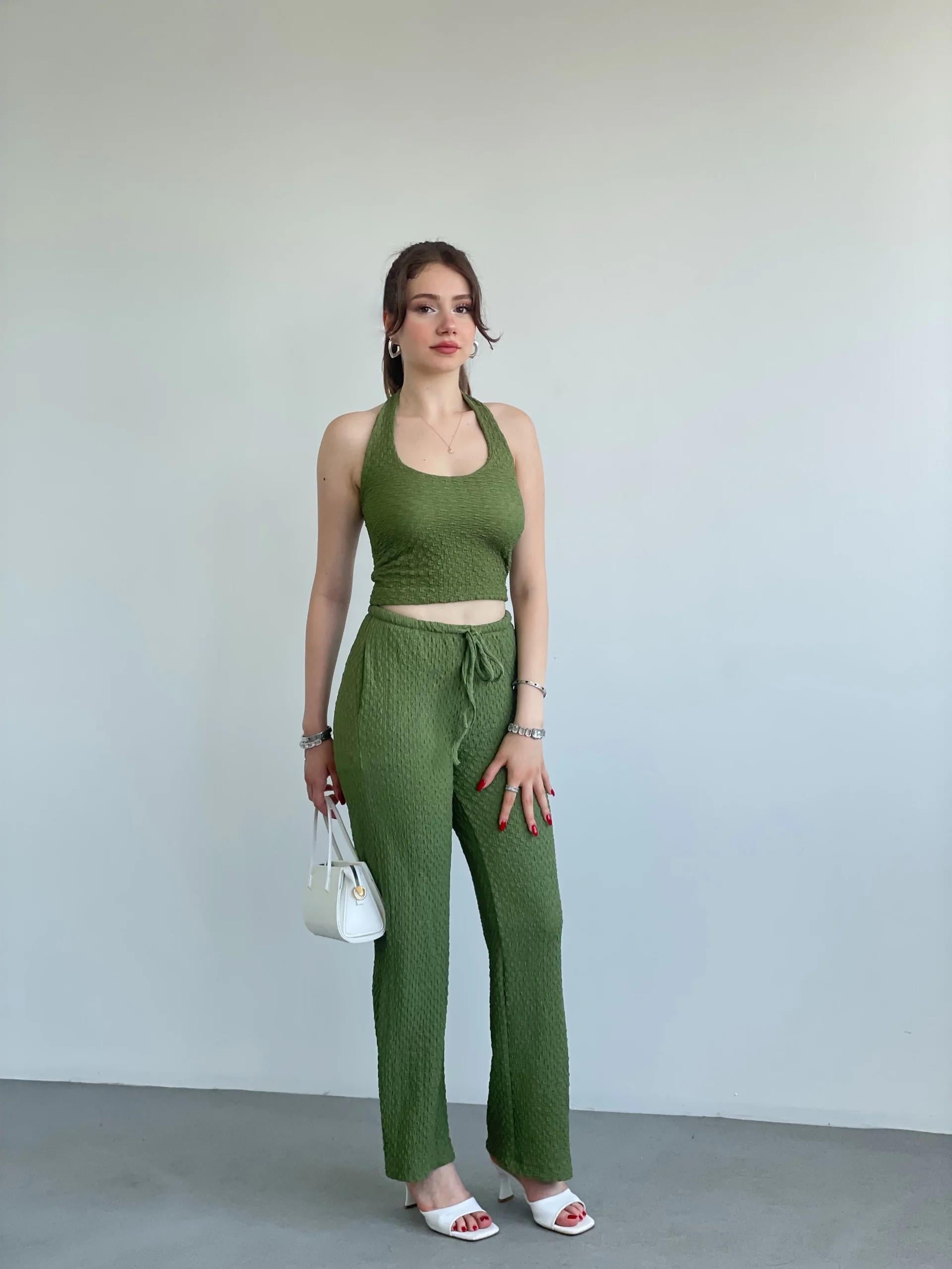 Halter Yaka Pantolon Takım