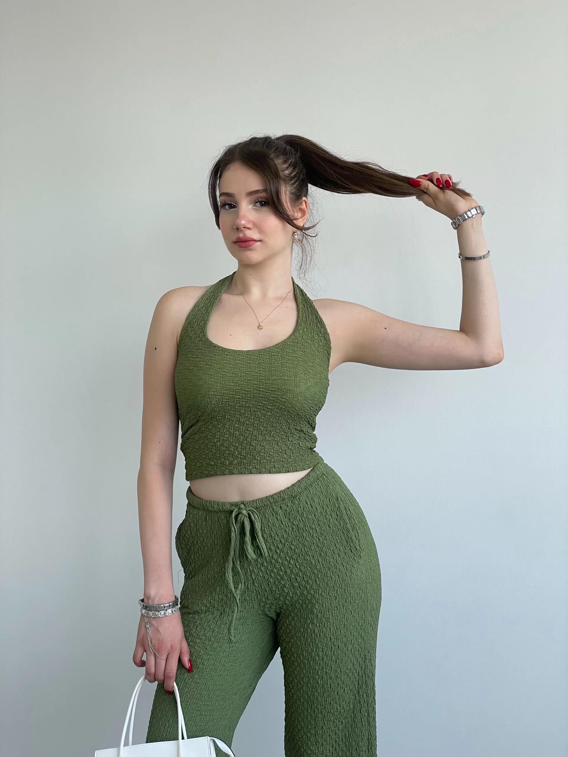Halter Yaka Pantolon Takım