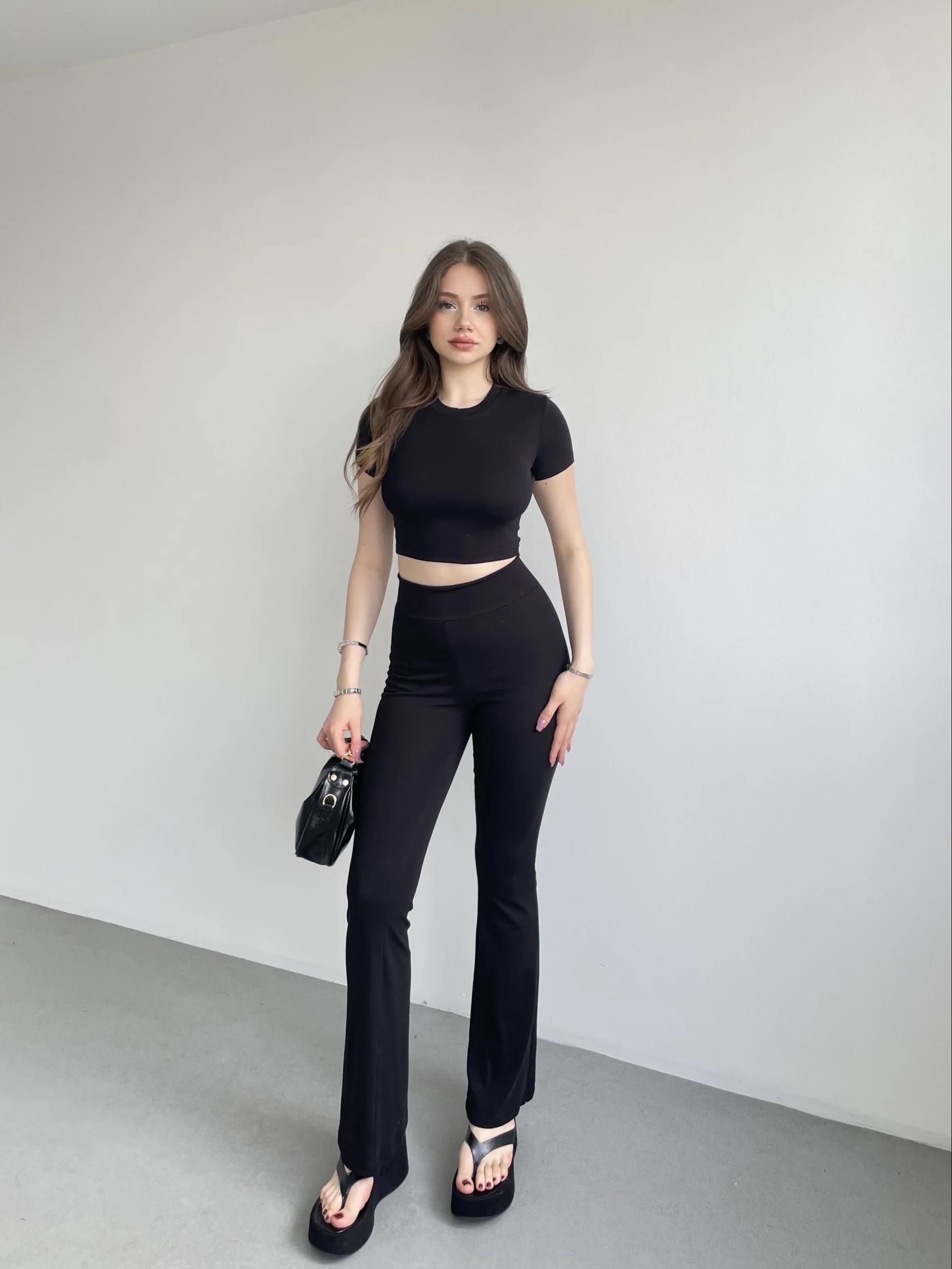 İspanyol Premium Pantolon Crop Takım