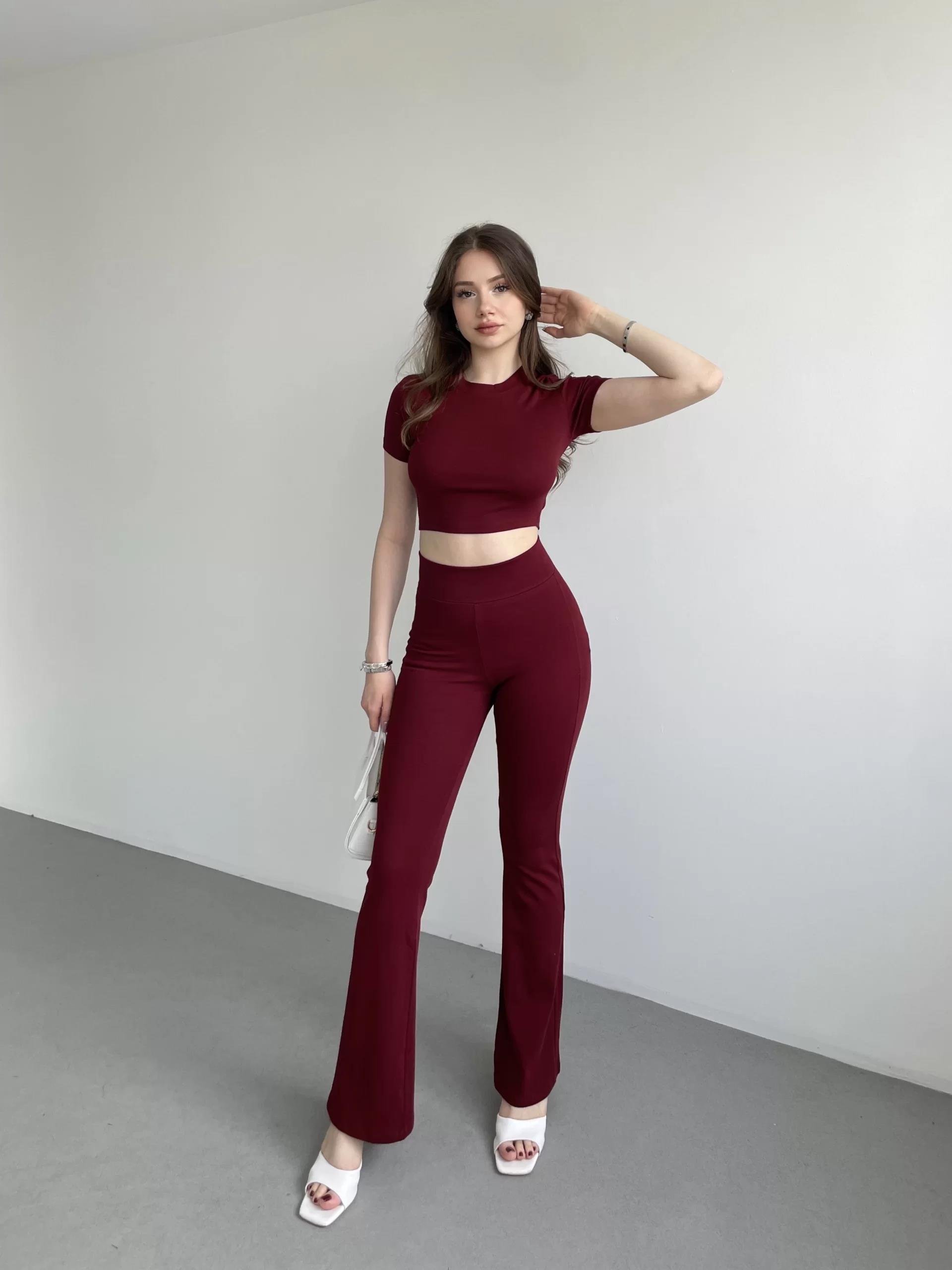 İspanyol Premium Pantolon Crop Takım