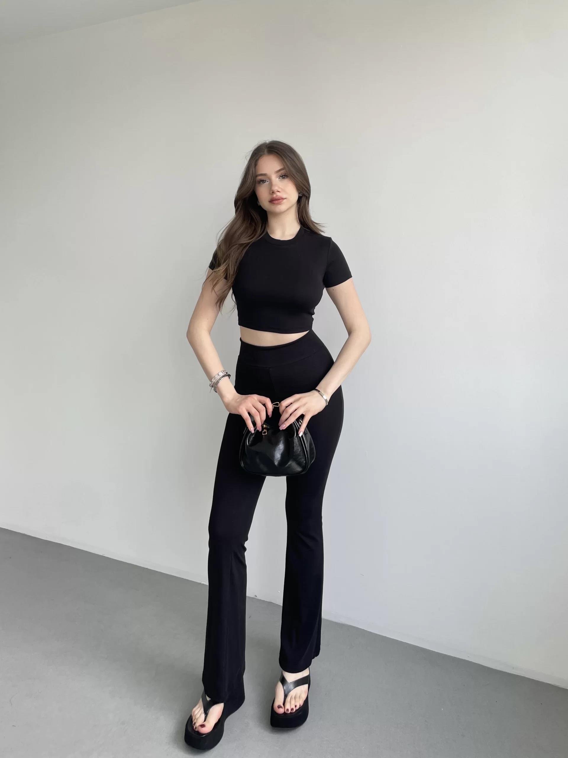İspanyol Premium Pantolon Crop Takım