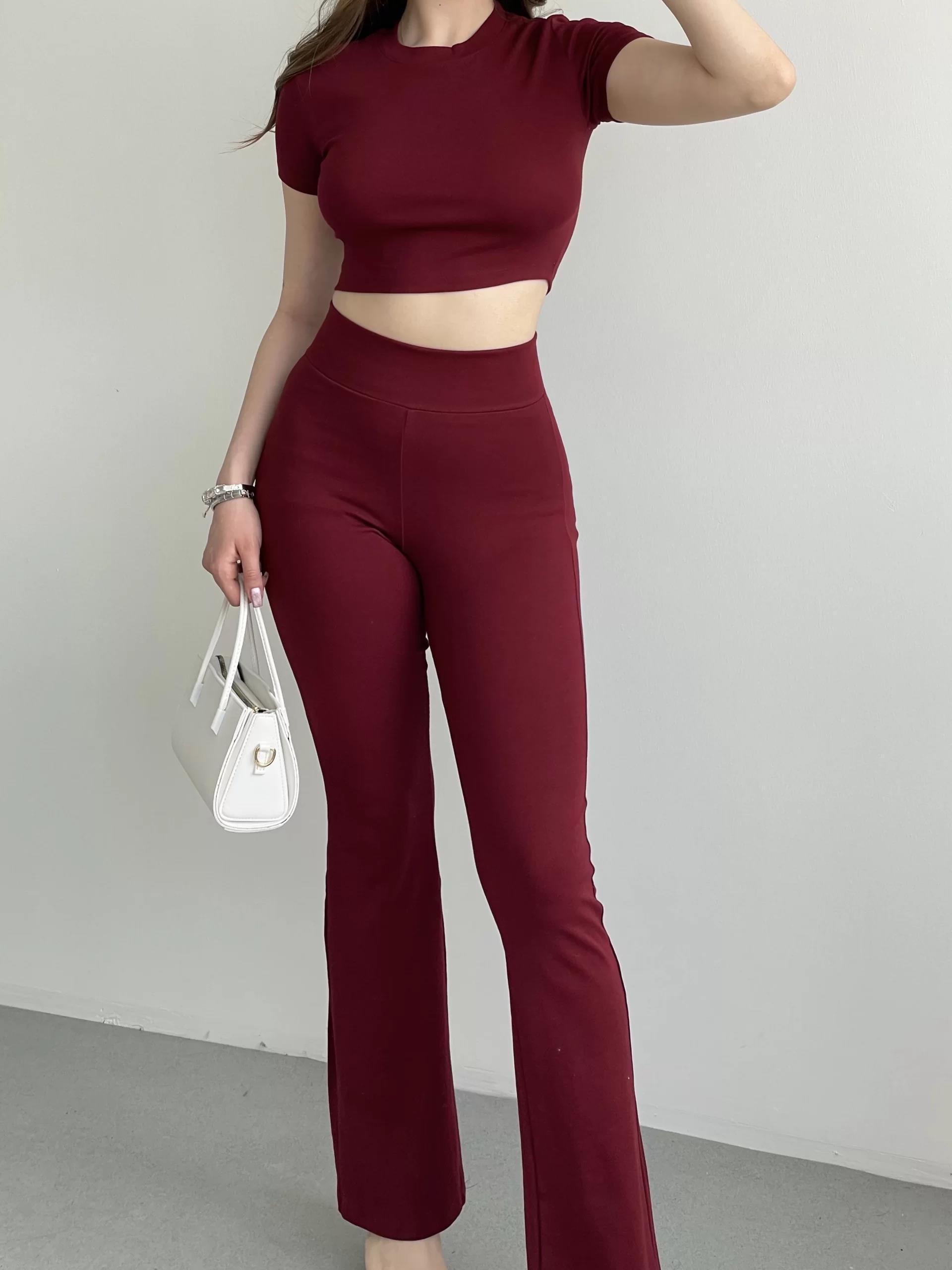İspanyol Premium Pantolon Crop Takım
