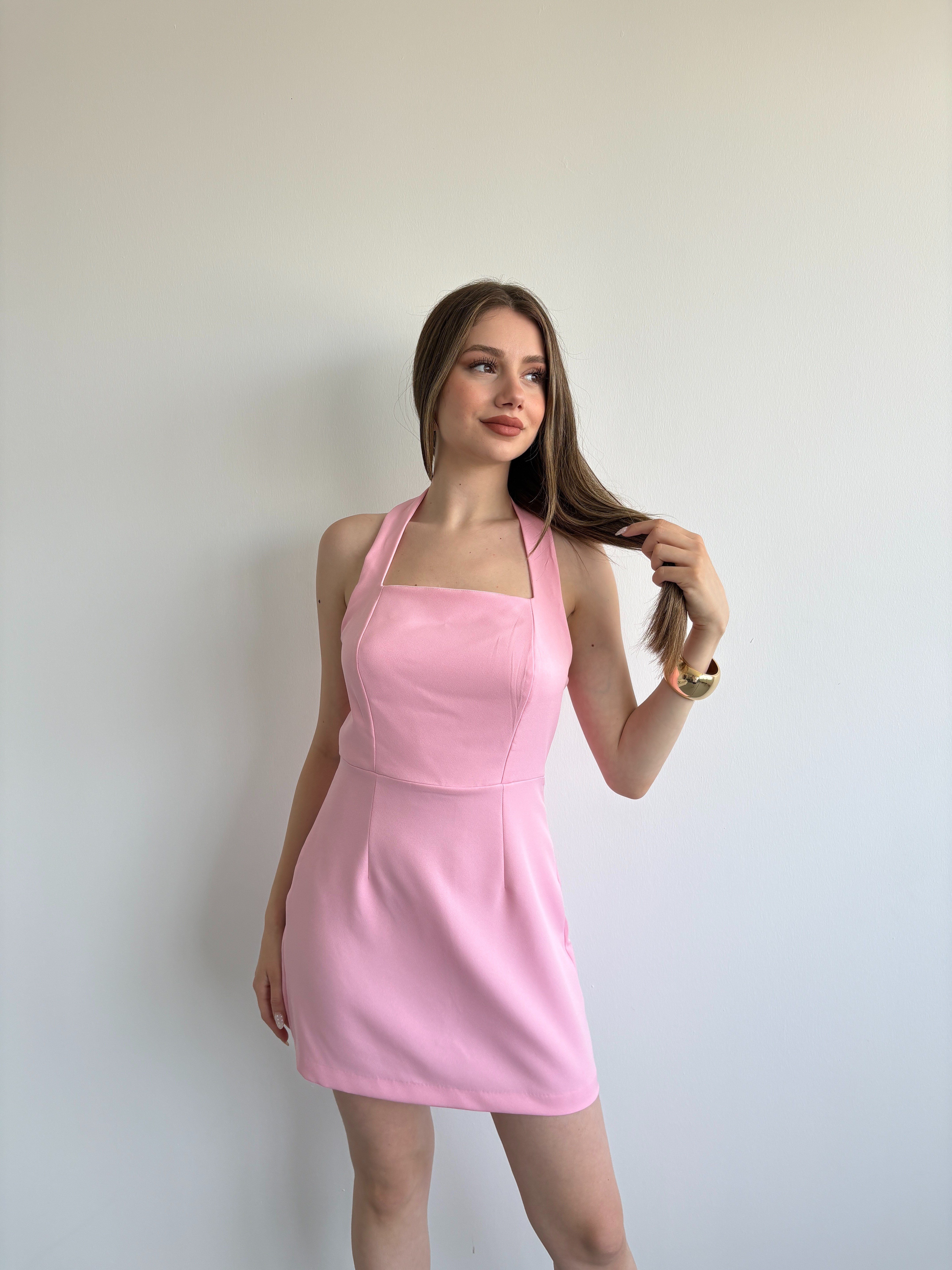 Kare Yaka Mini Elbise