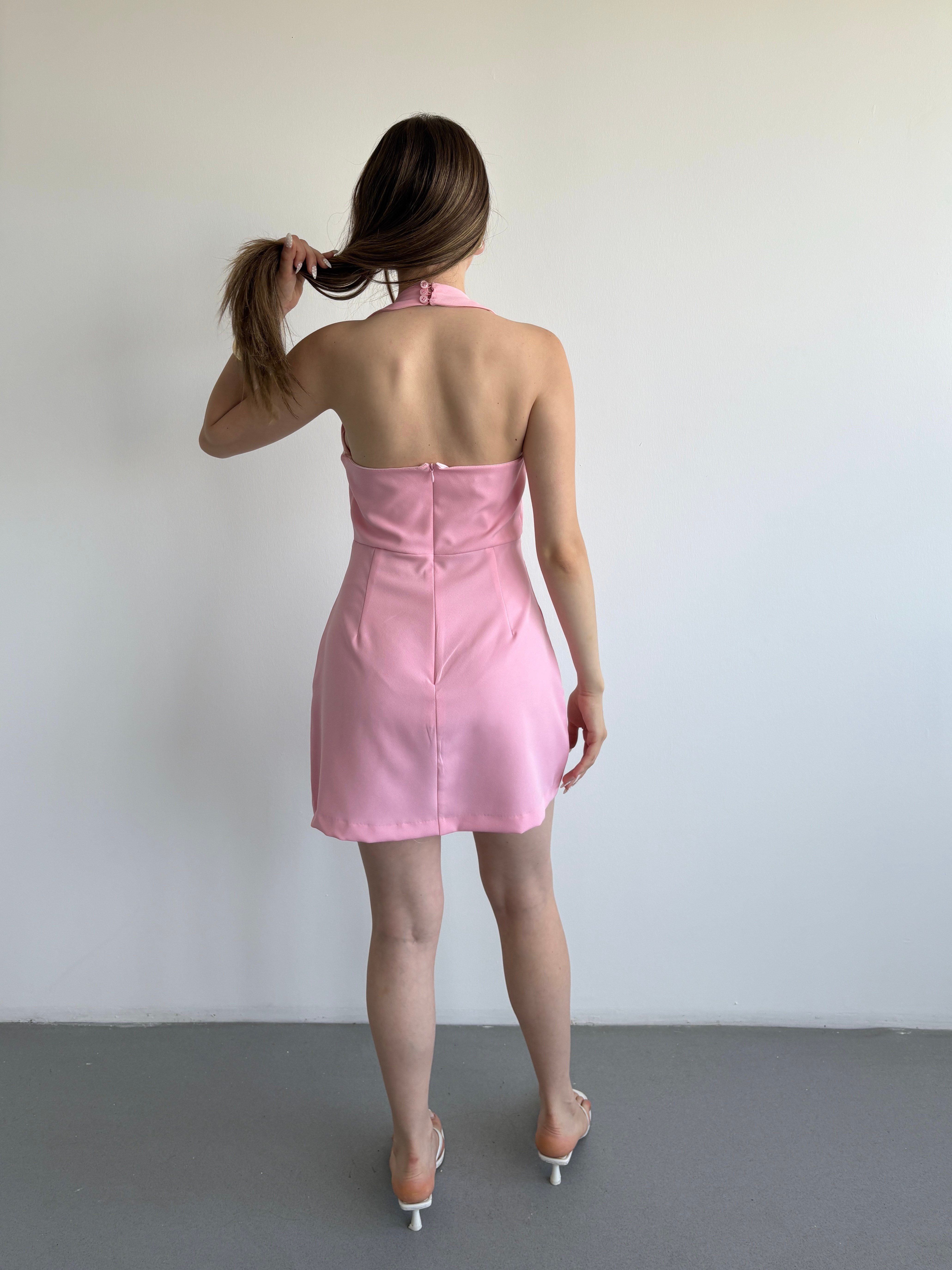 Kare Yaka Mini Elbise