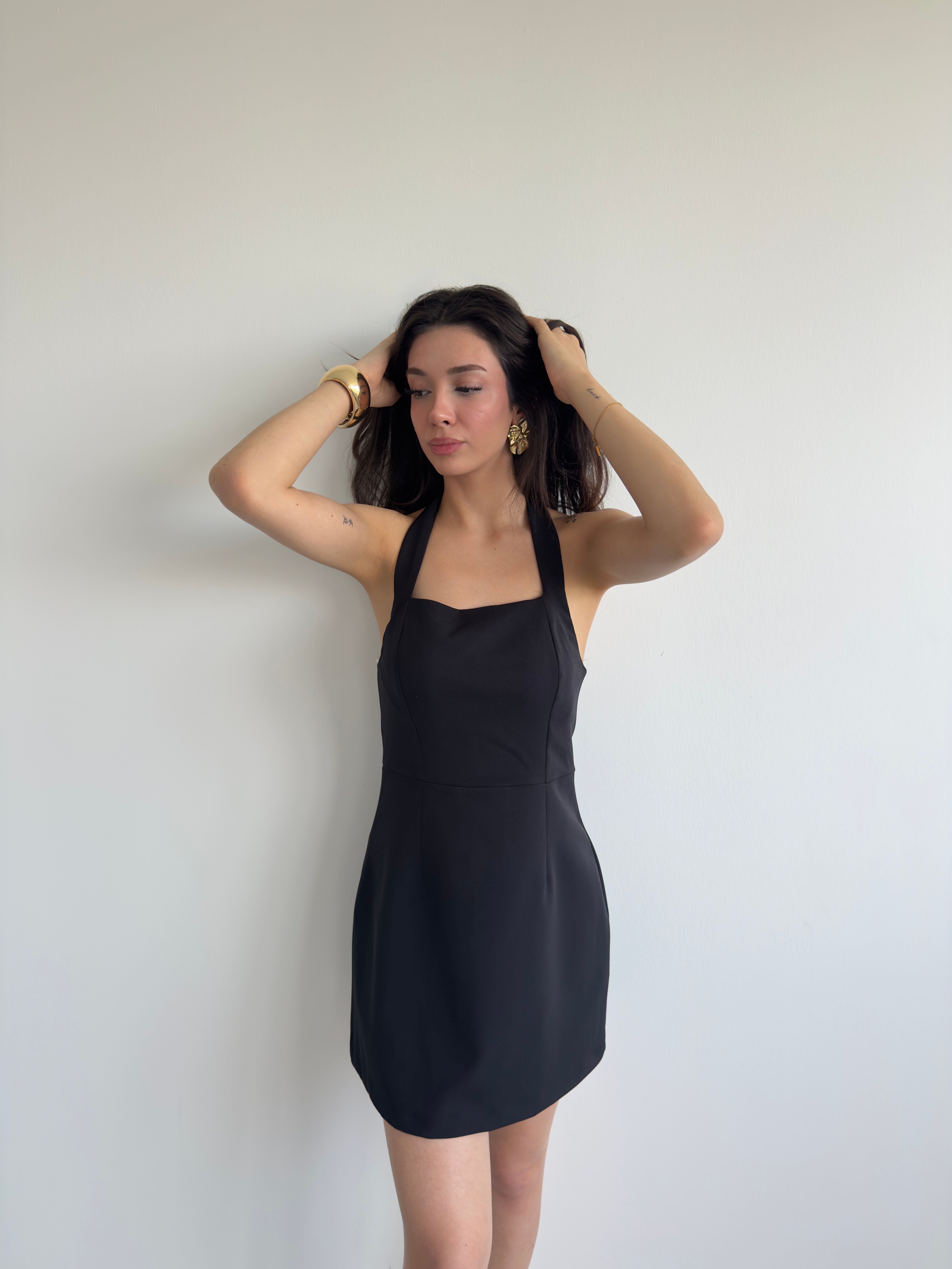 Kare Yaka Mini Elbise