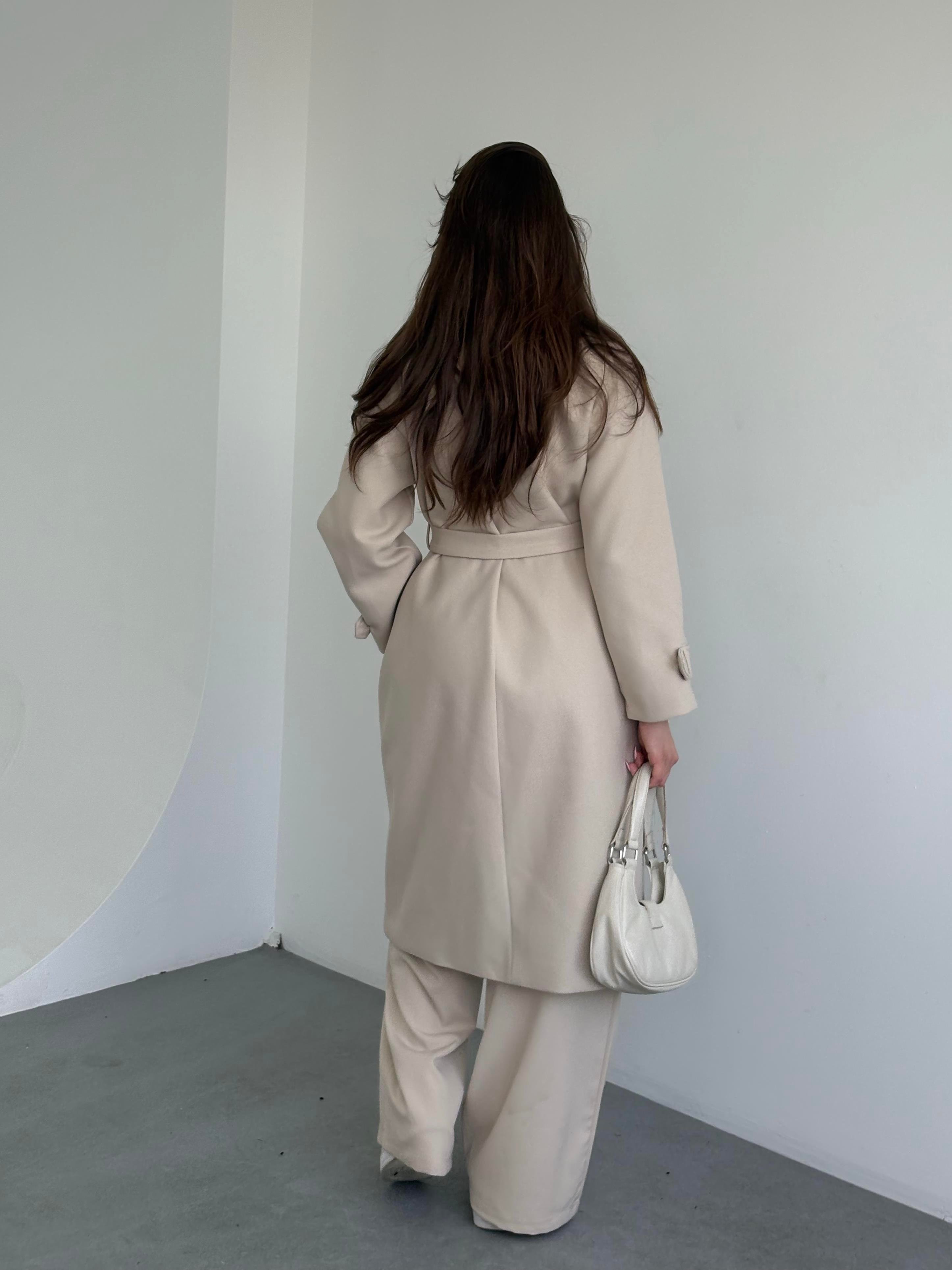 Kaşe Apoletli Oversize Kaban