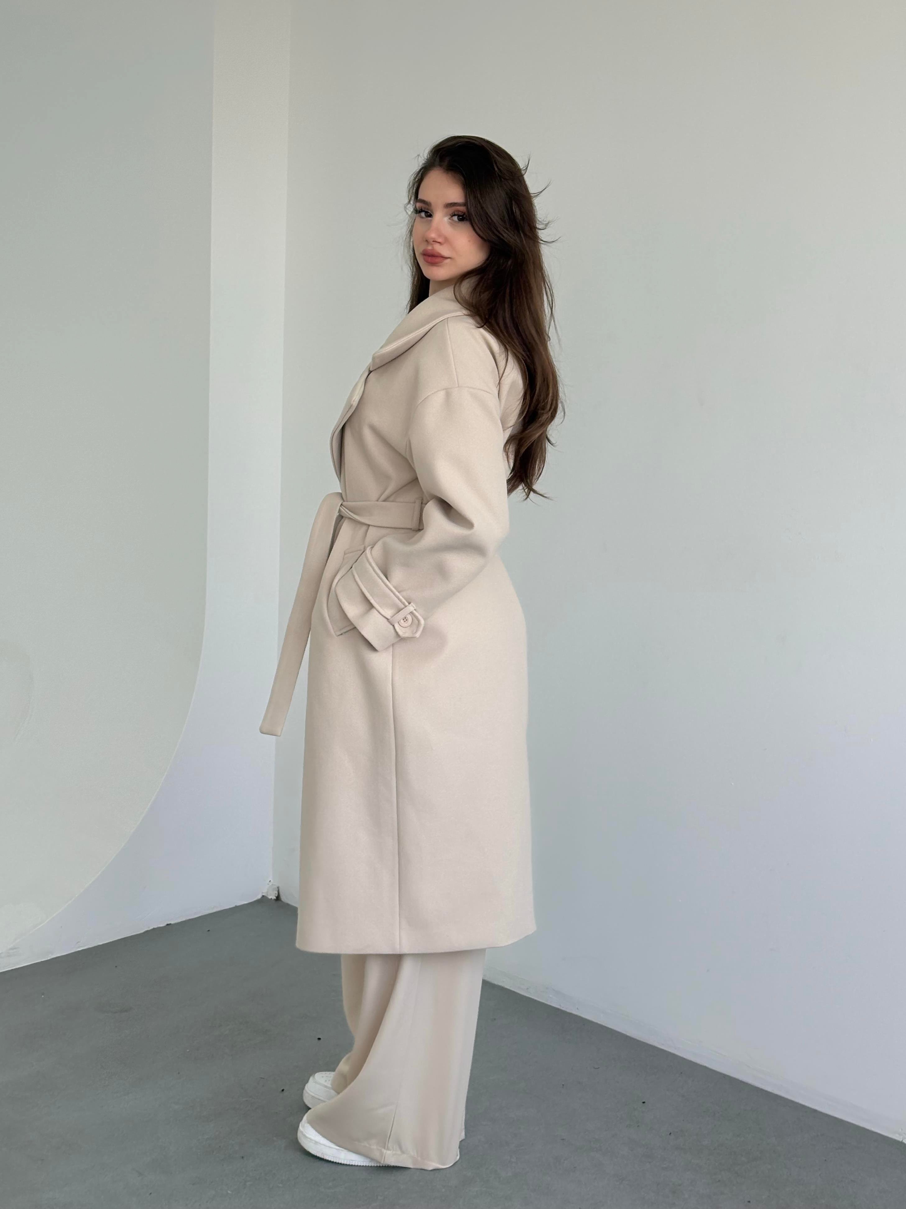 Kaşe Apoletli Oversize Kaban