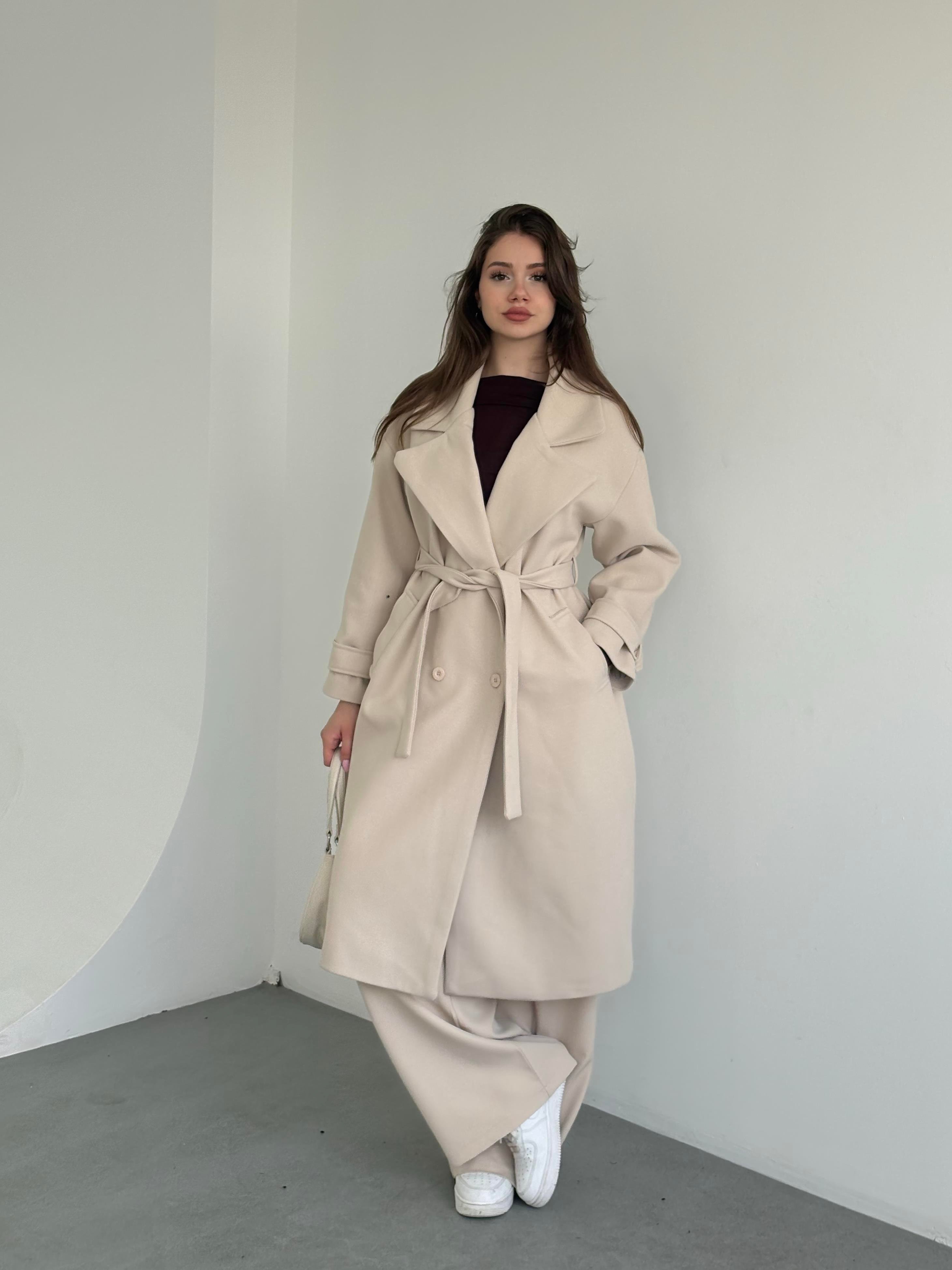 Kaşe Apoletli Oversize Kaban