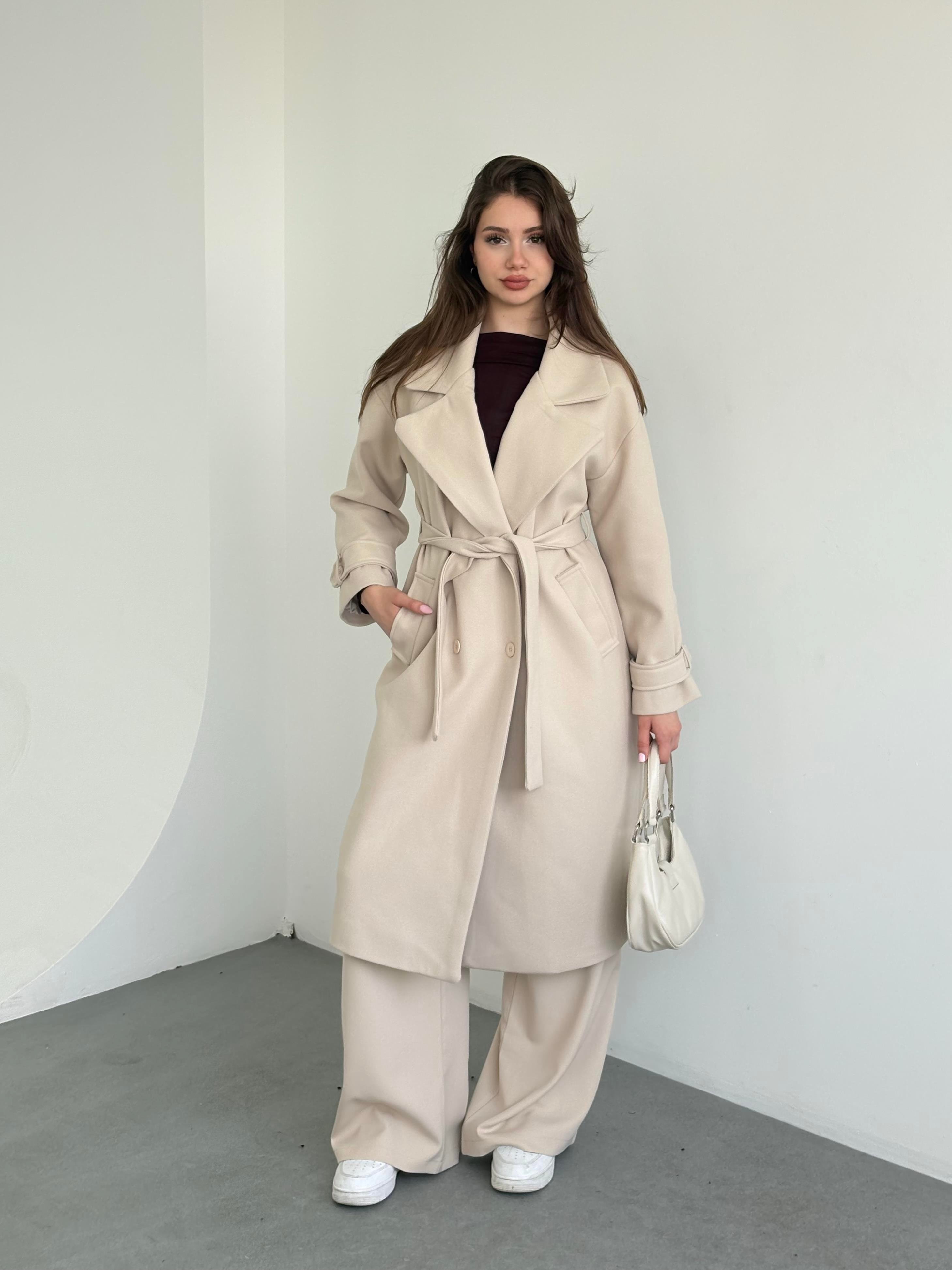 Kaşe Apoletli Oversize Kaban