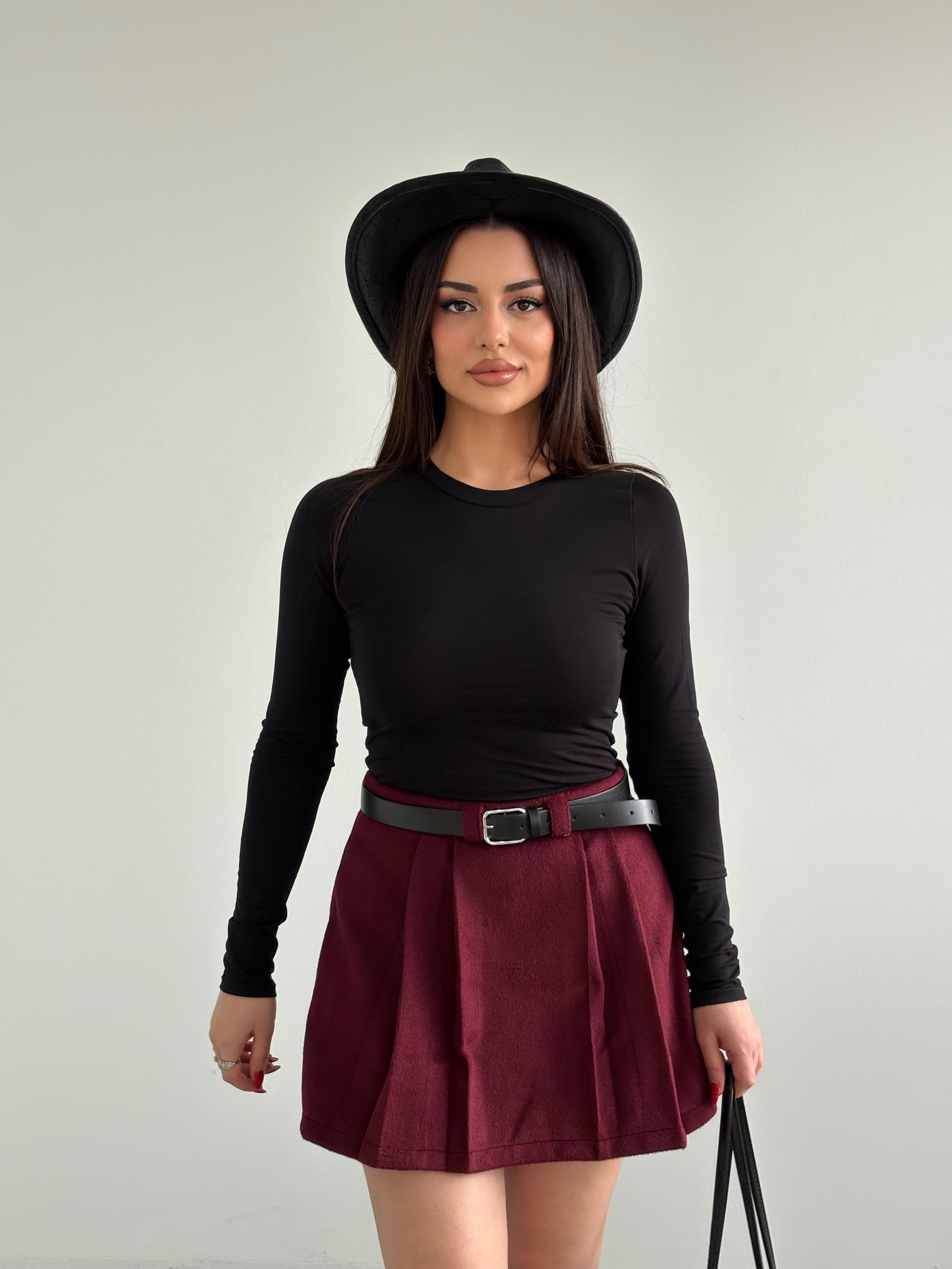 Kaşe Kemerli Şort Etek