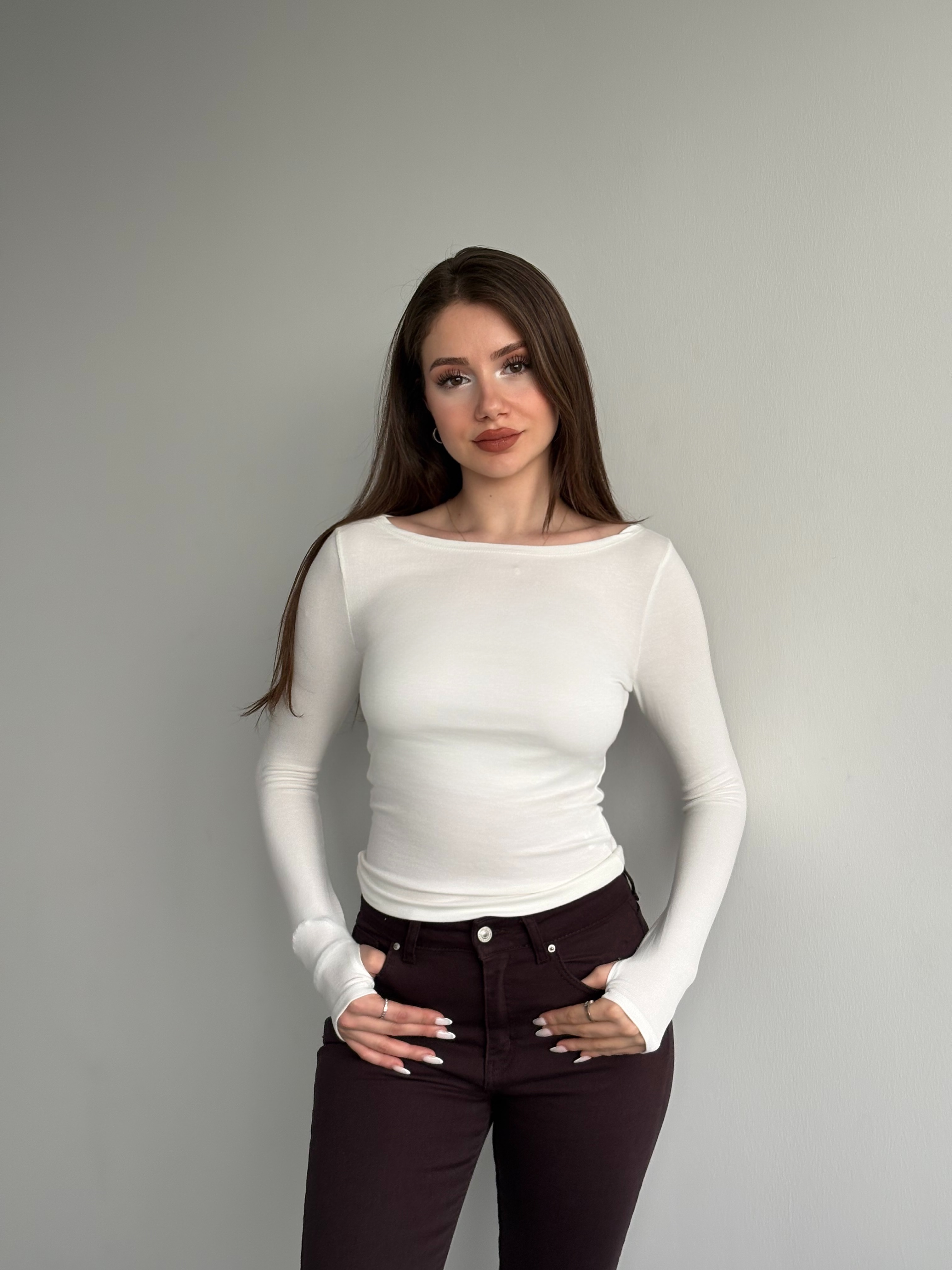 Kayık Yaka Pamuklu Bluz