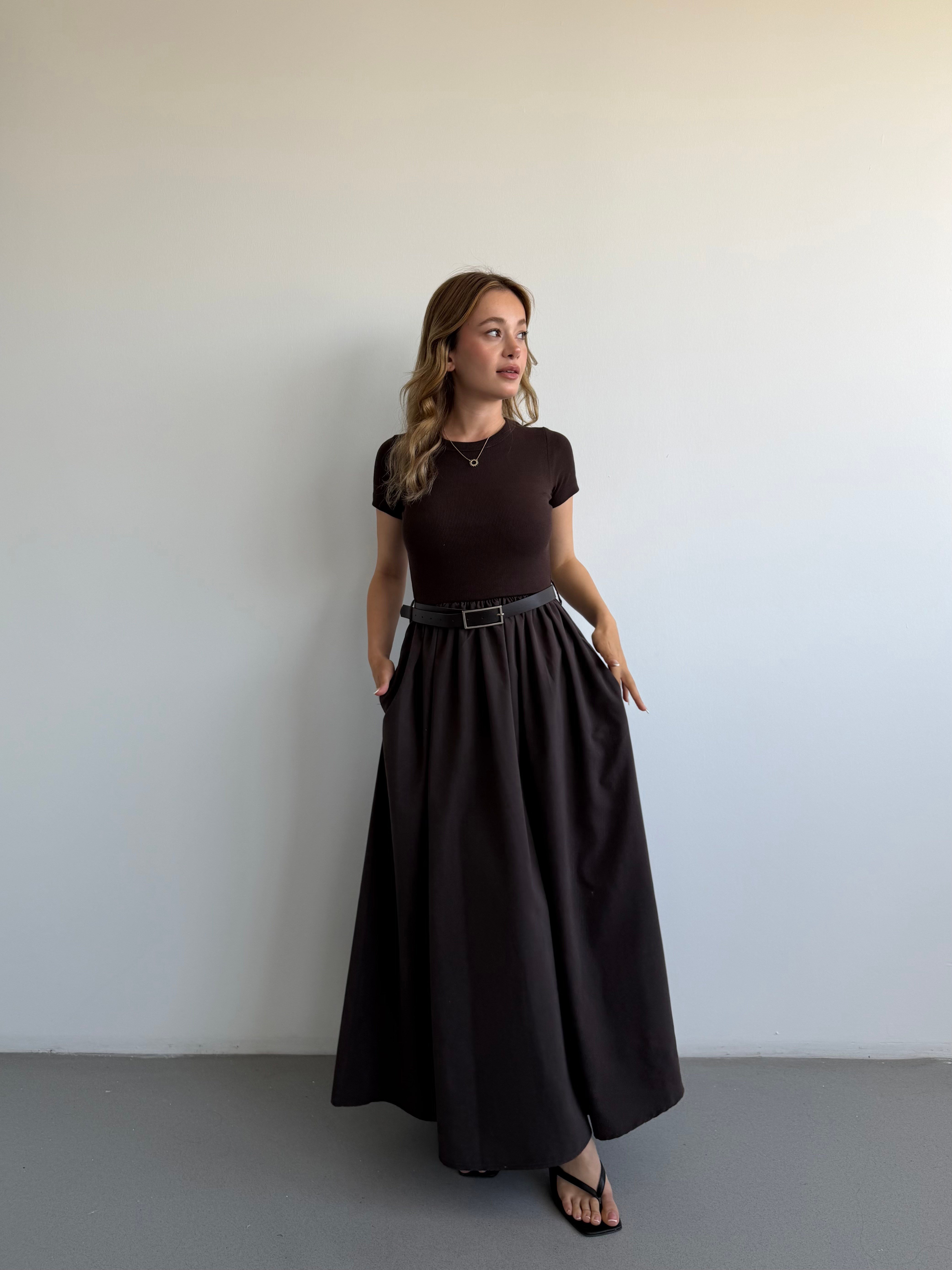 Kemerli Maxi Elbise