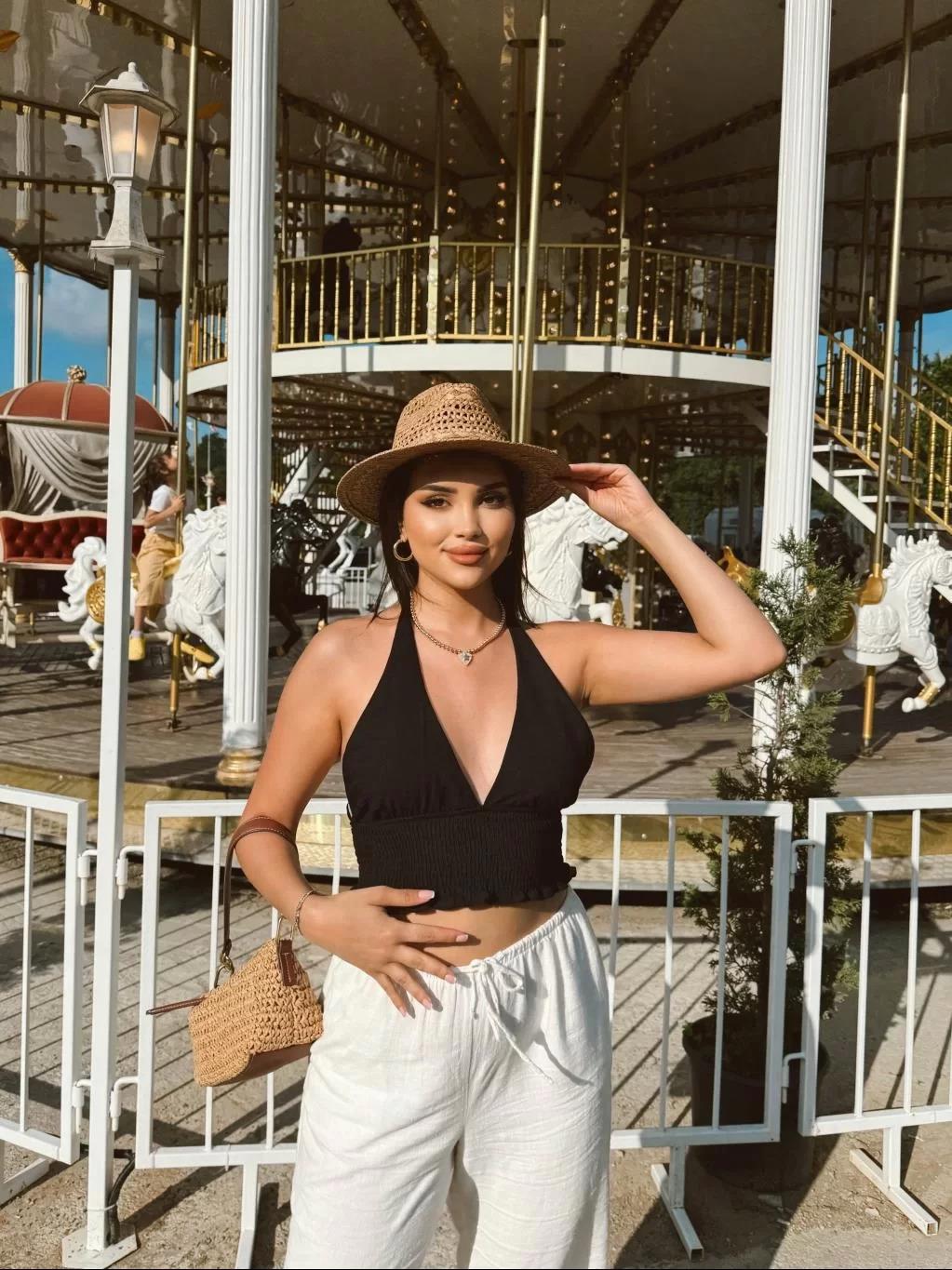 Keten Boyun Bağlamalı Crop