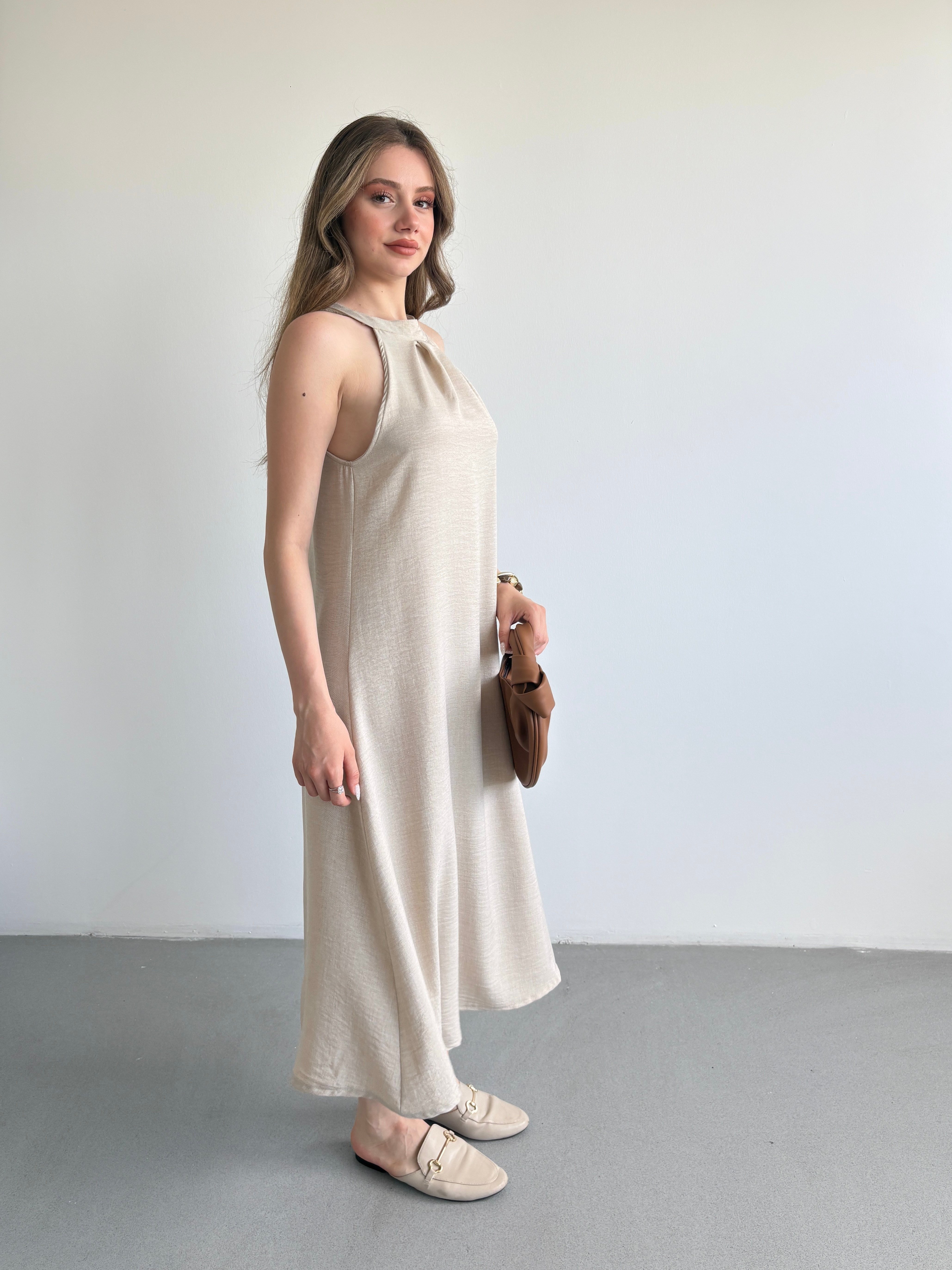 Keten Halter Elbise