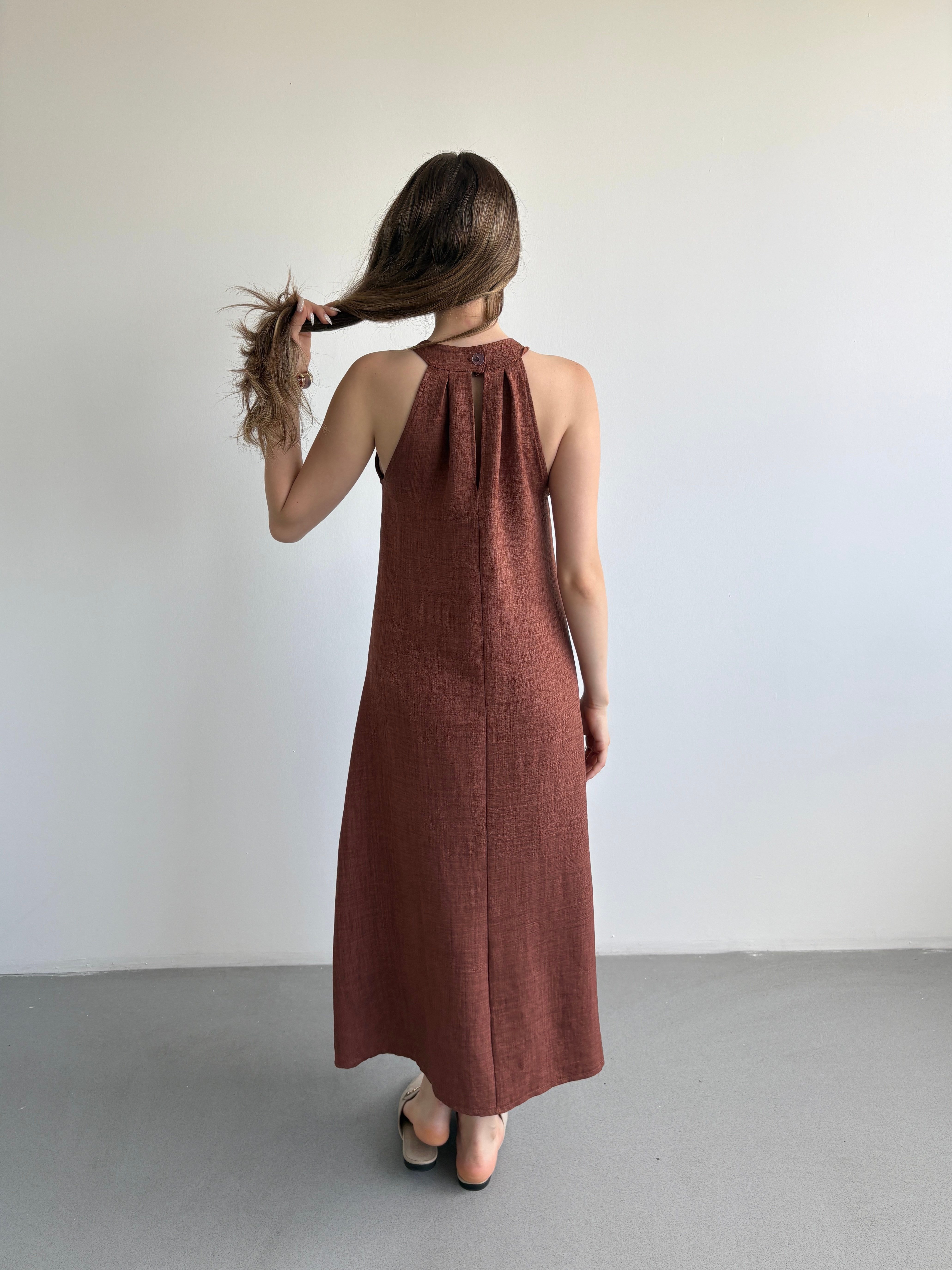 Keten Halter Elbise