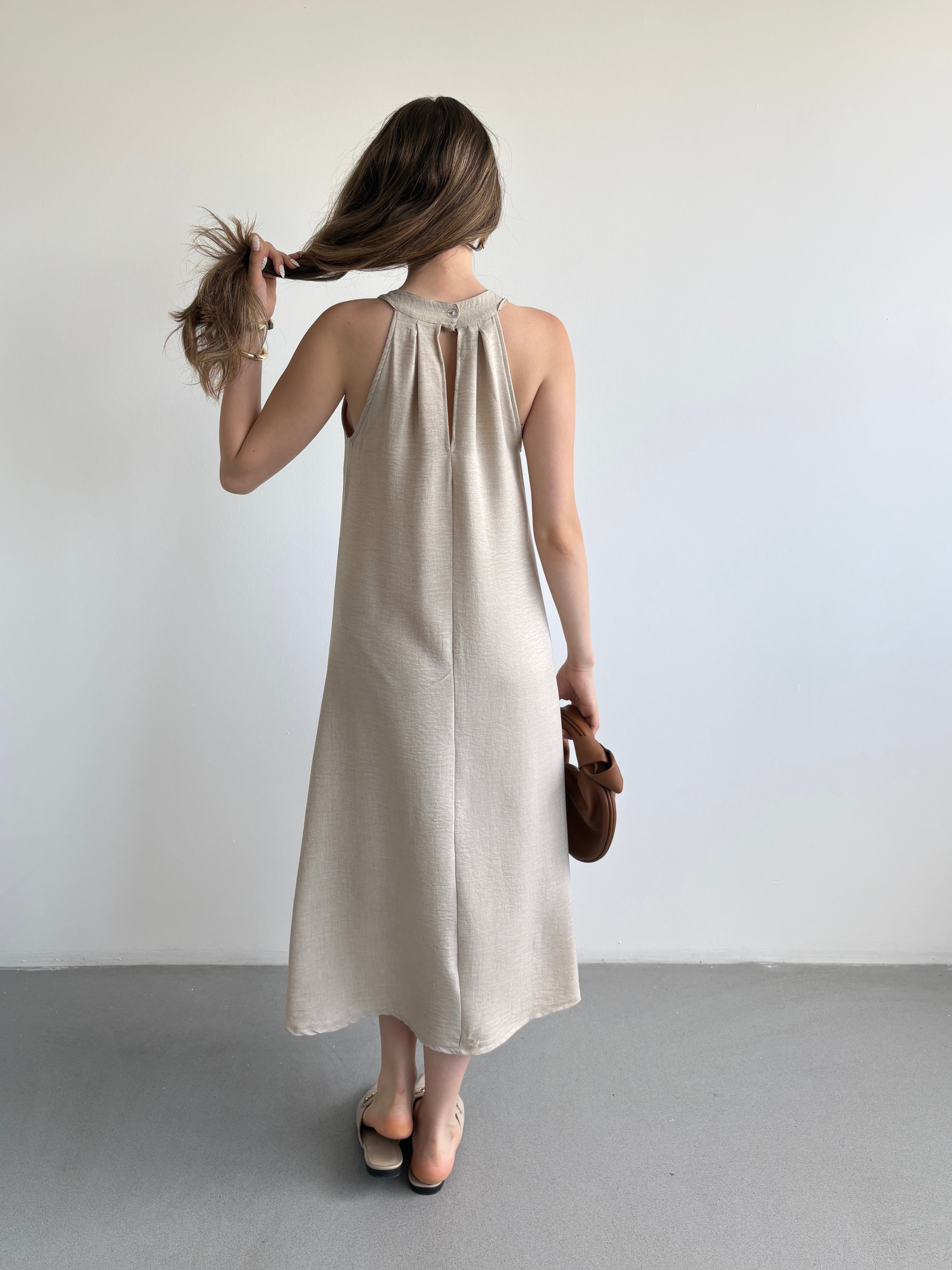 Keten Halter Elbise