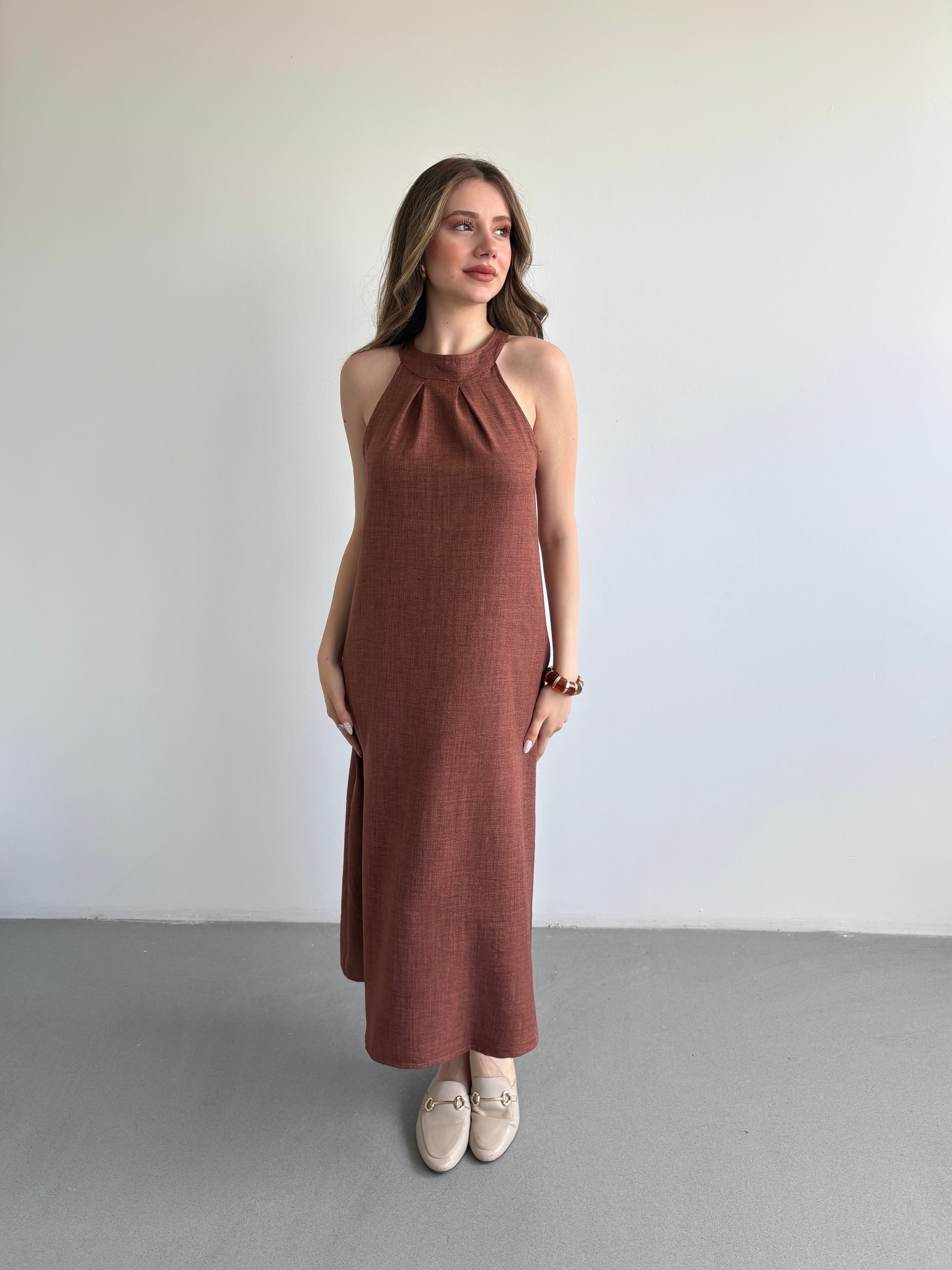 Keten Halter Elbise