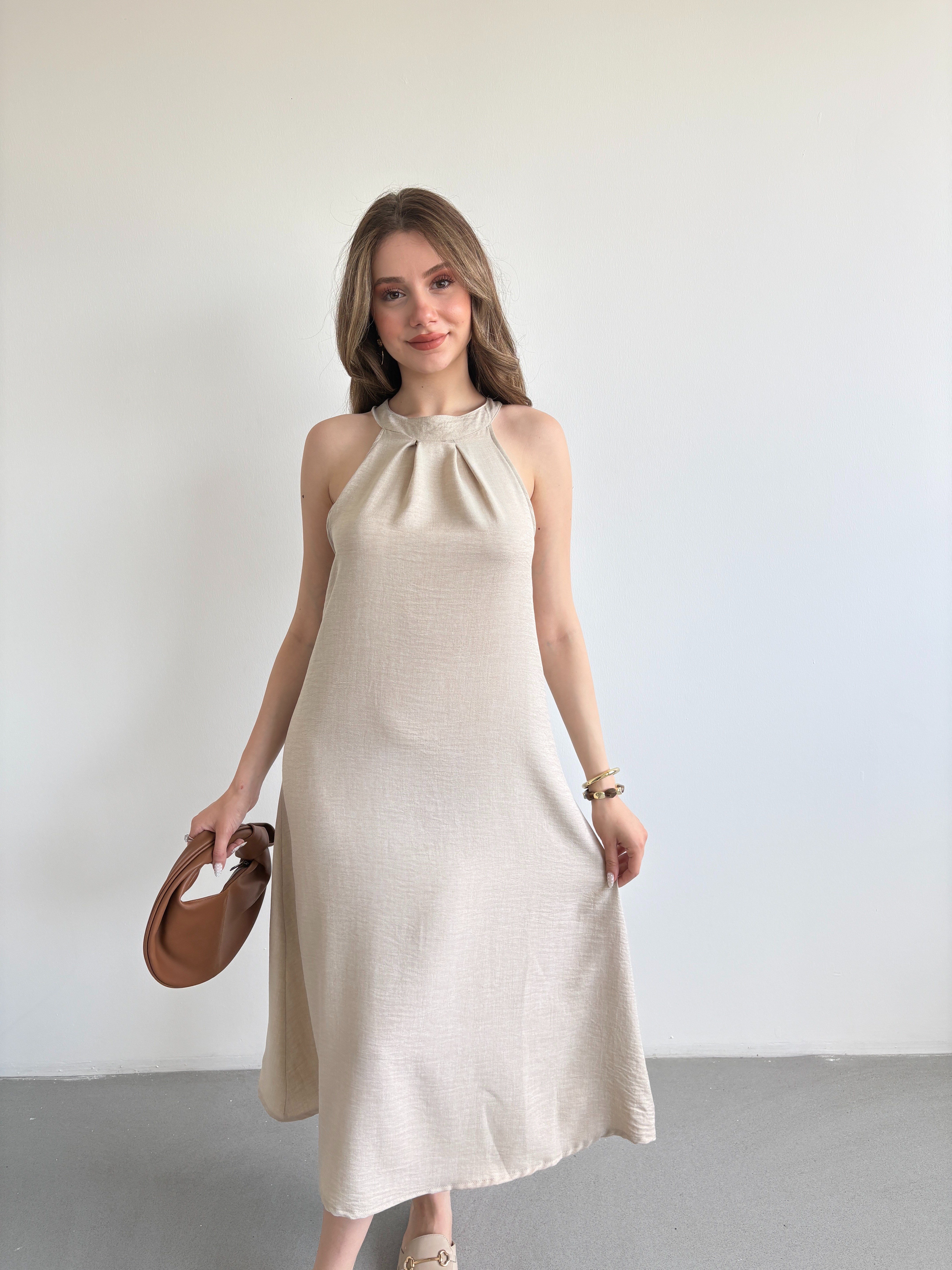 Keten Halter Elbise