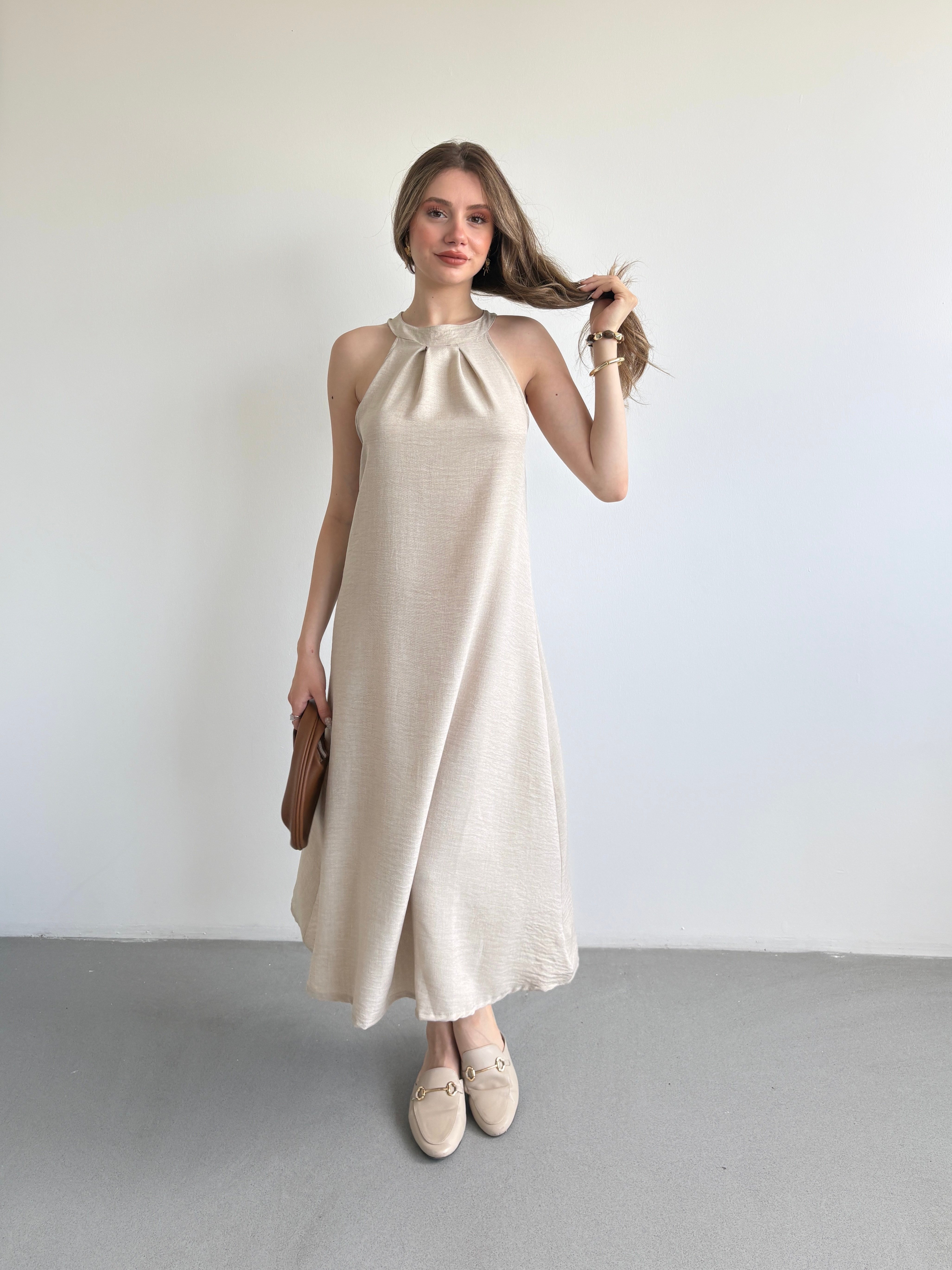 Keten Halter Elbise