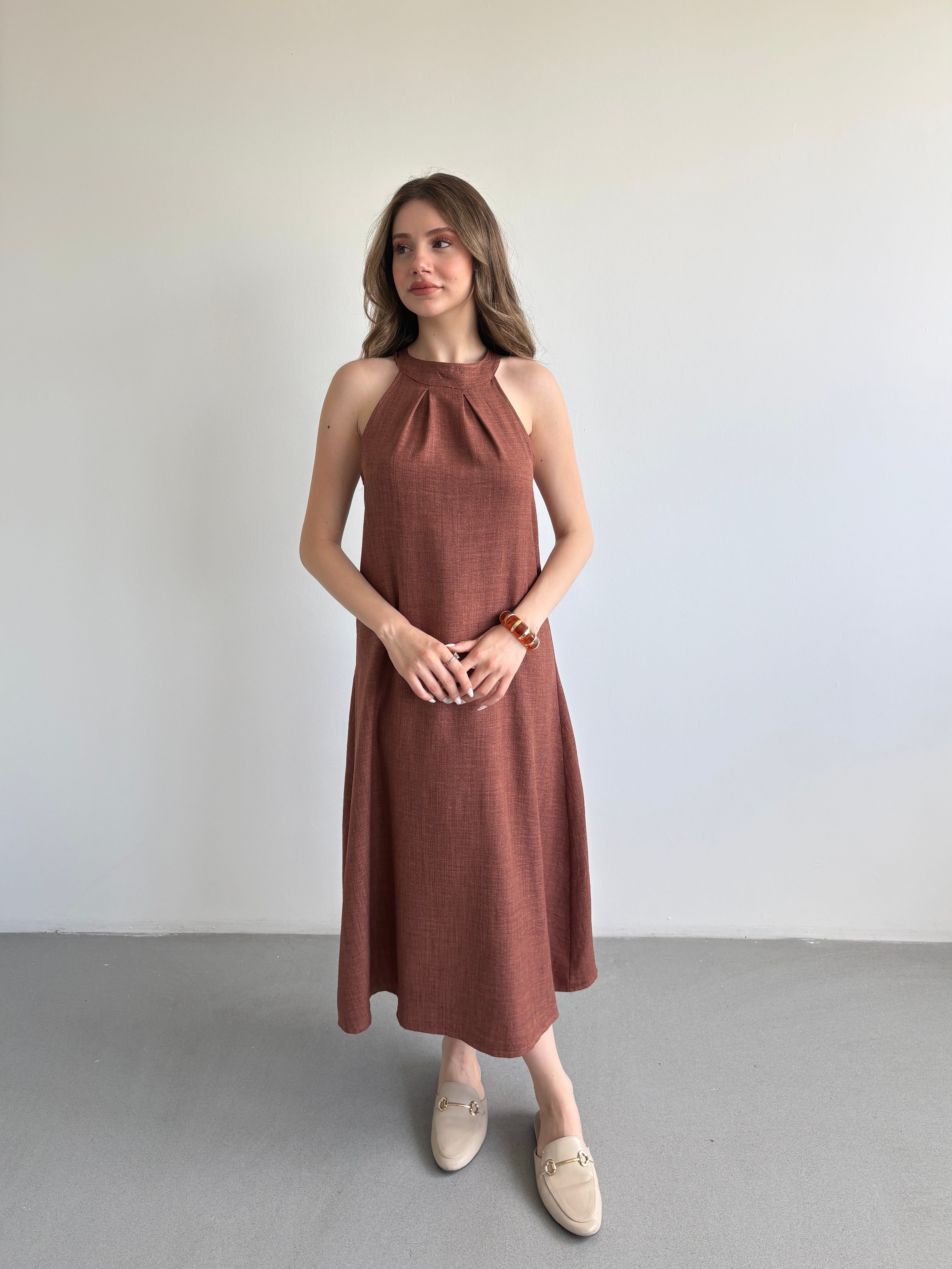 Keten Halter Elbise