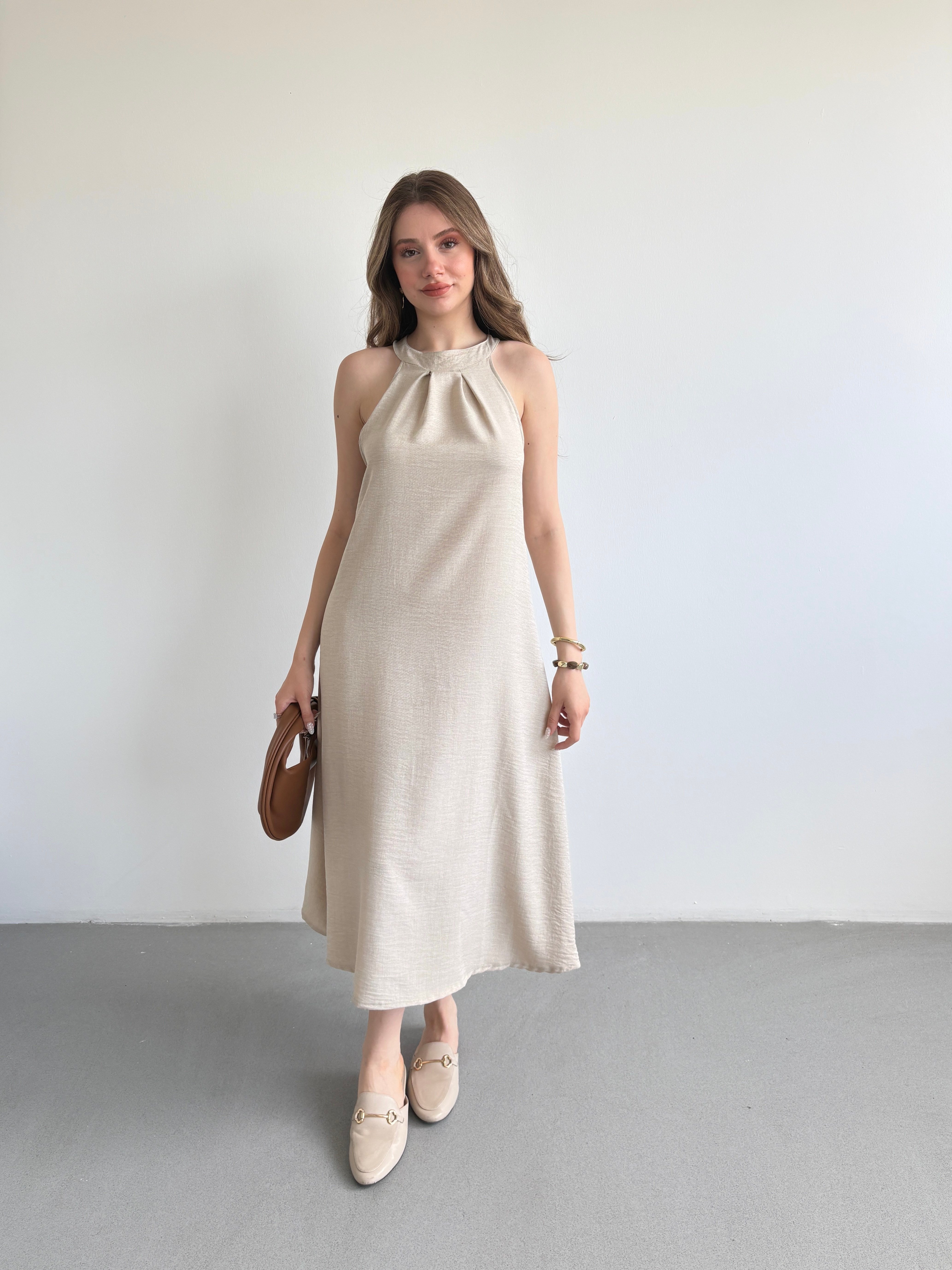 Keten Halter Elbise