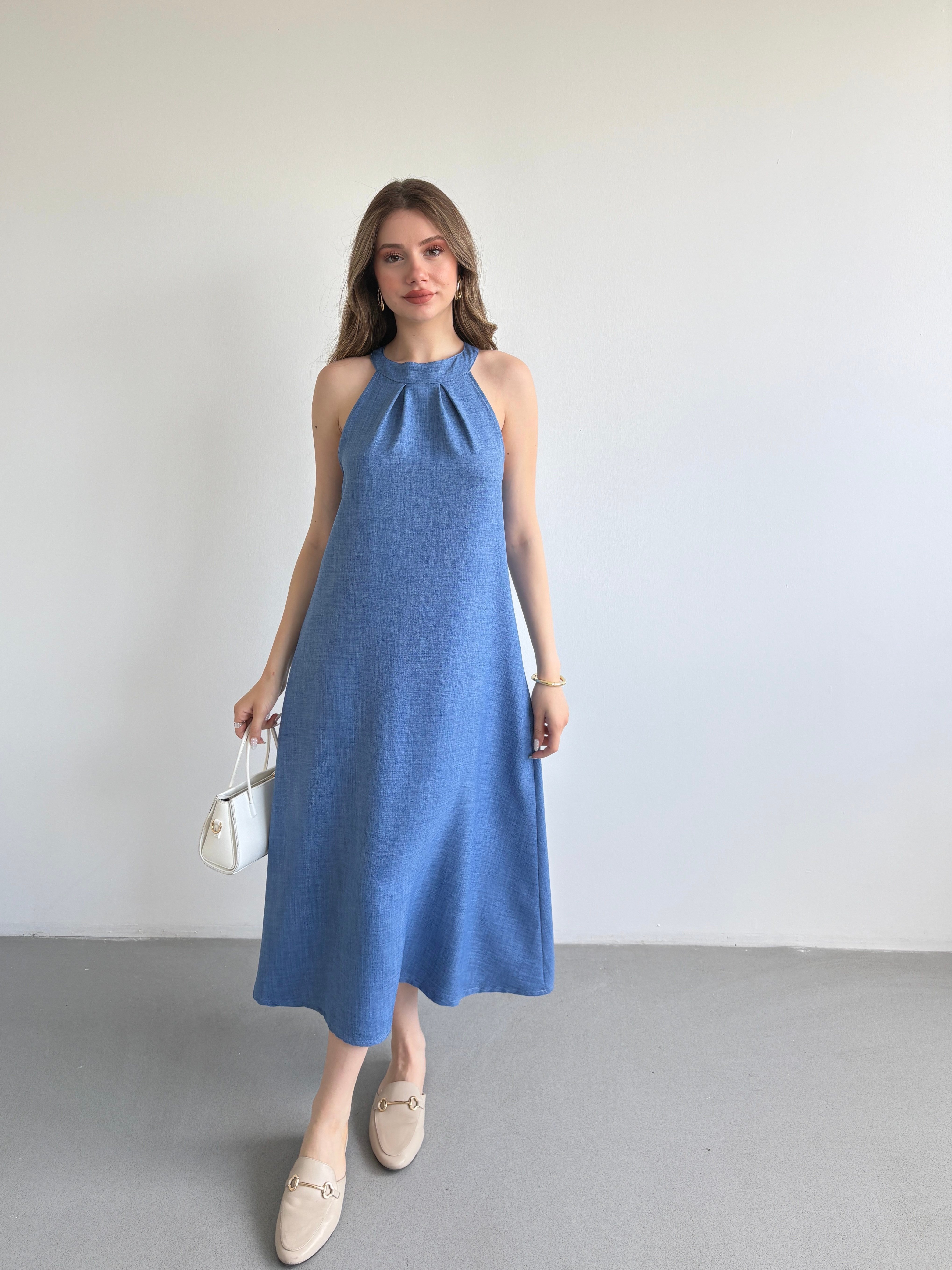 Keten Halter Elbise