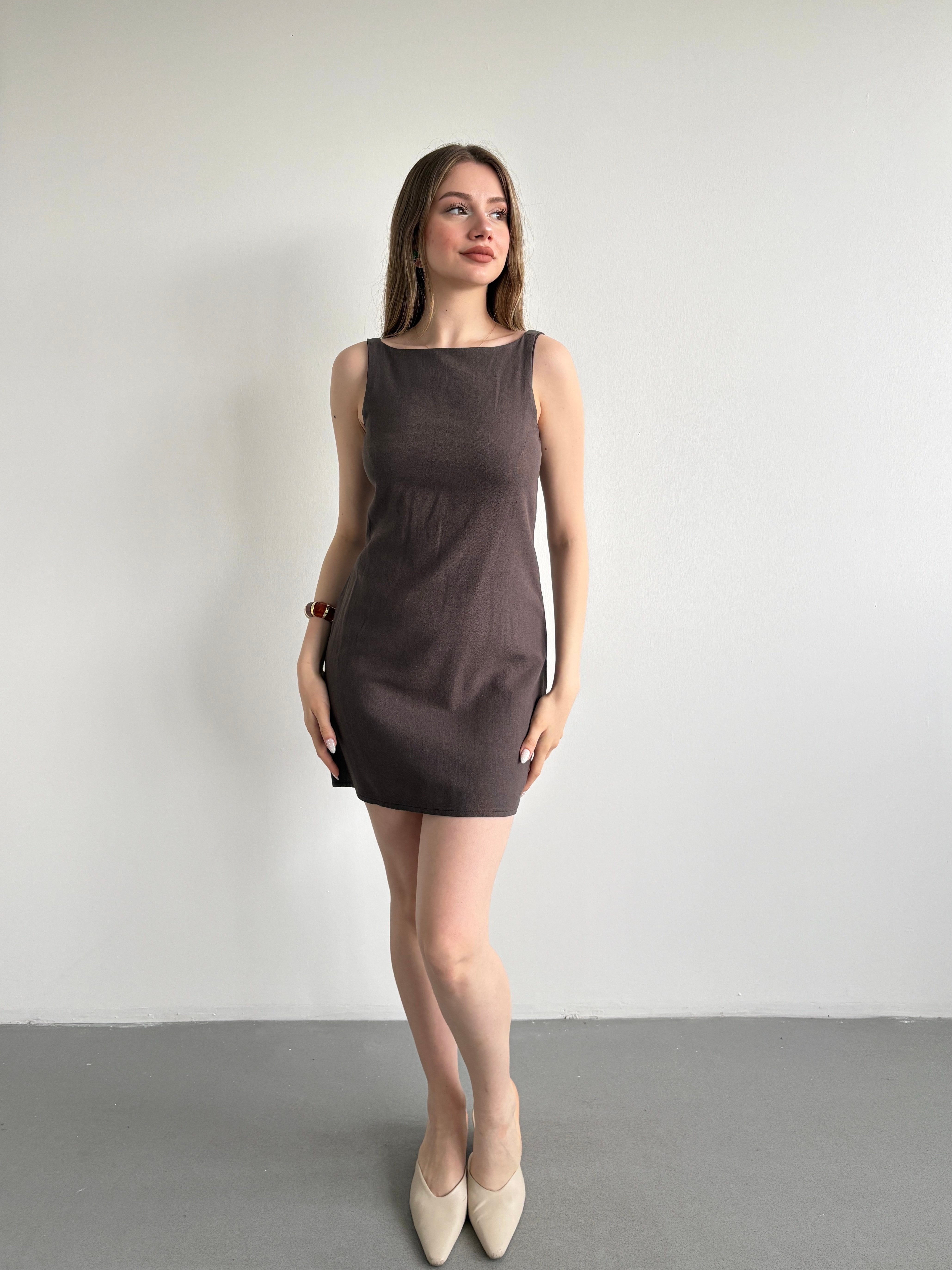 Keten Mini Elbise