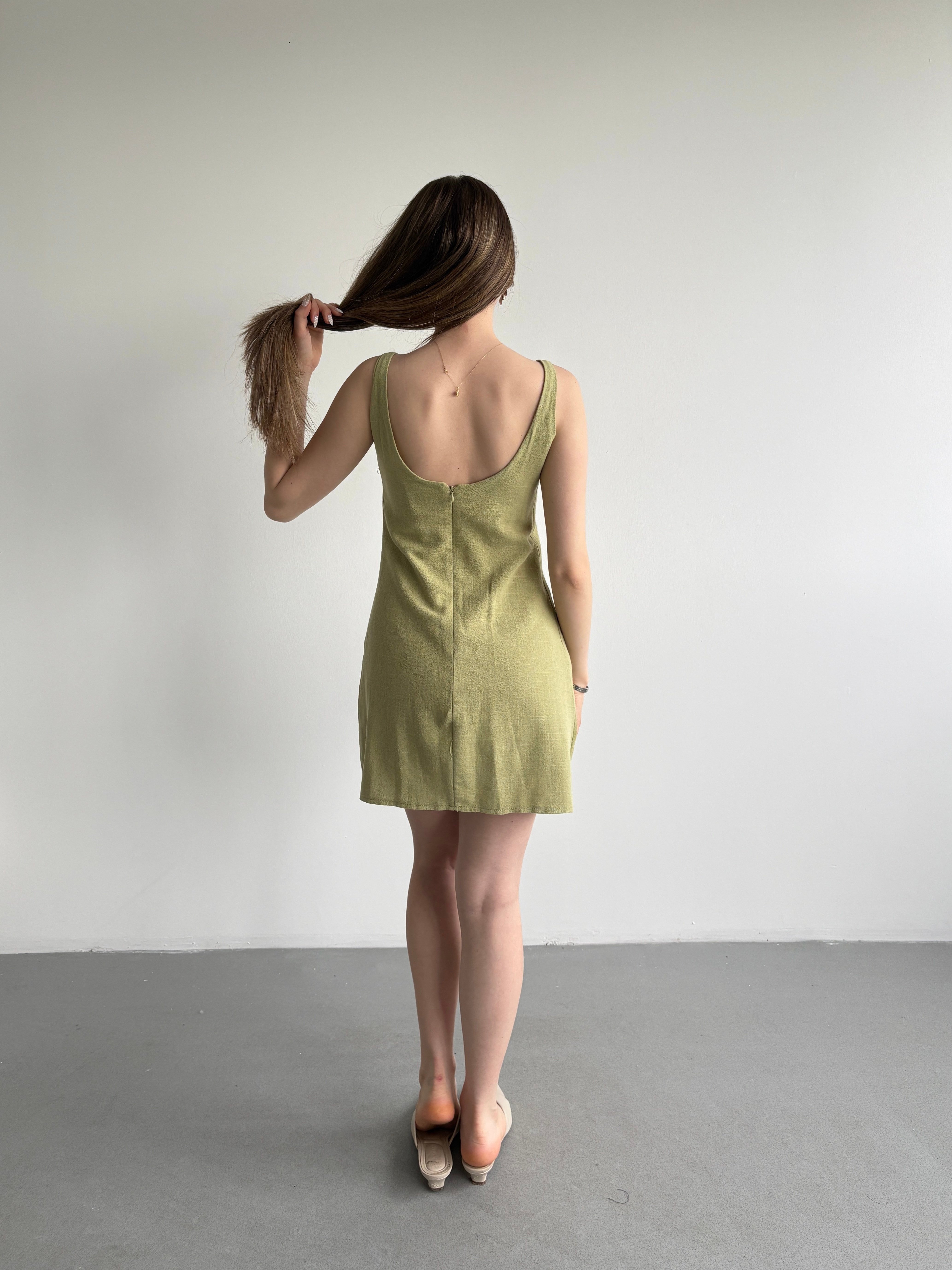 Keten Mini Elbise