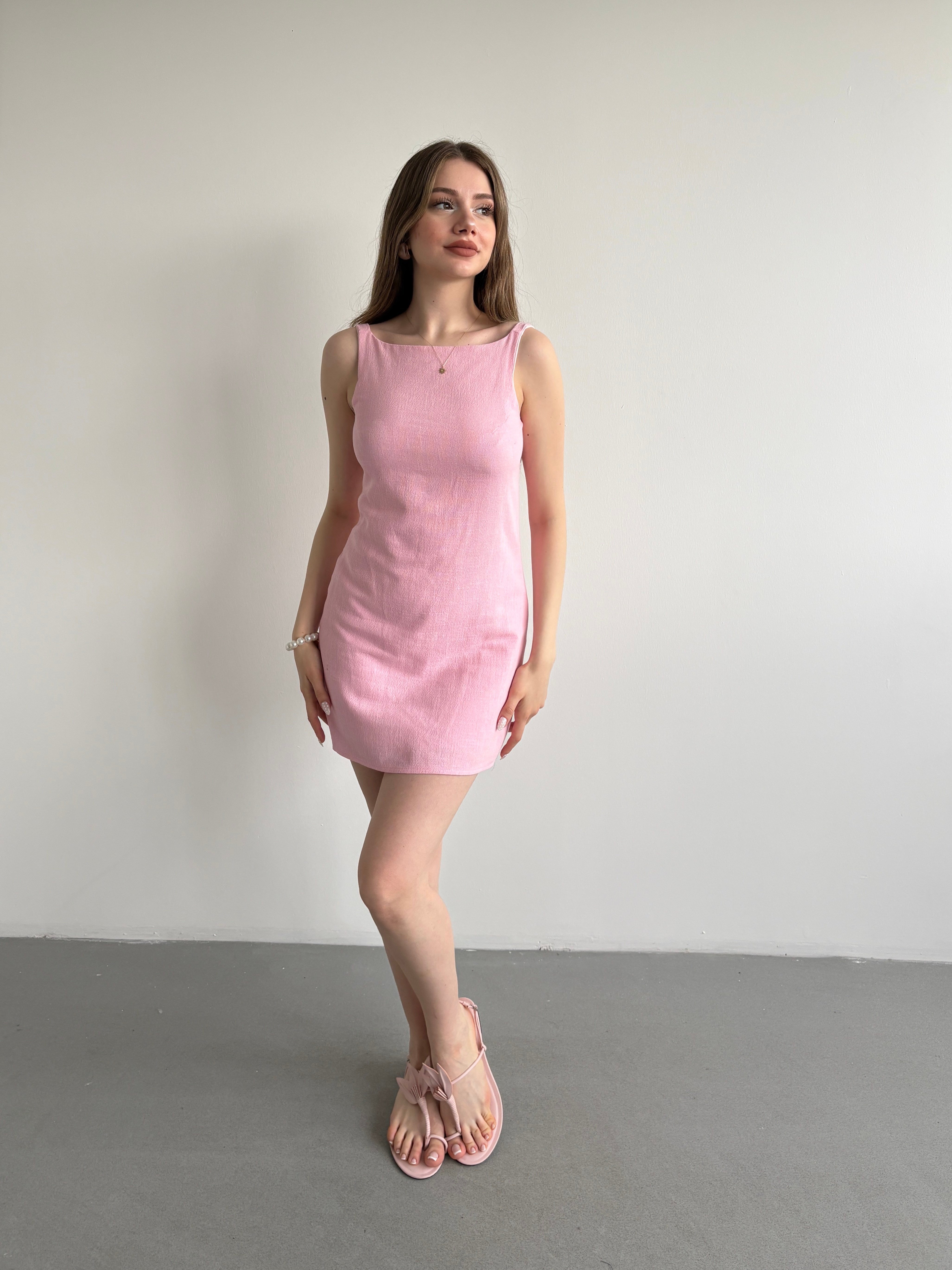 Keten Mini Elbise