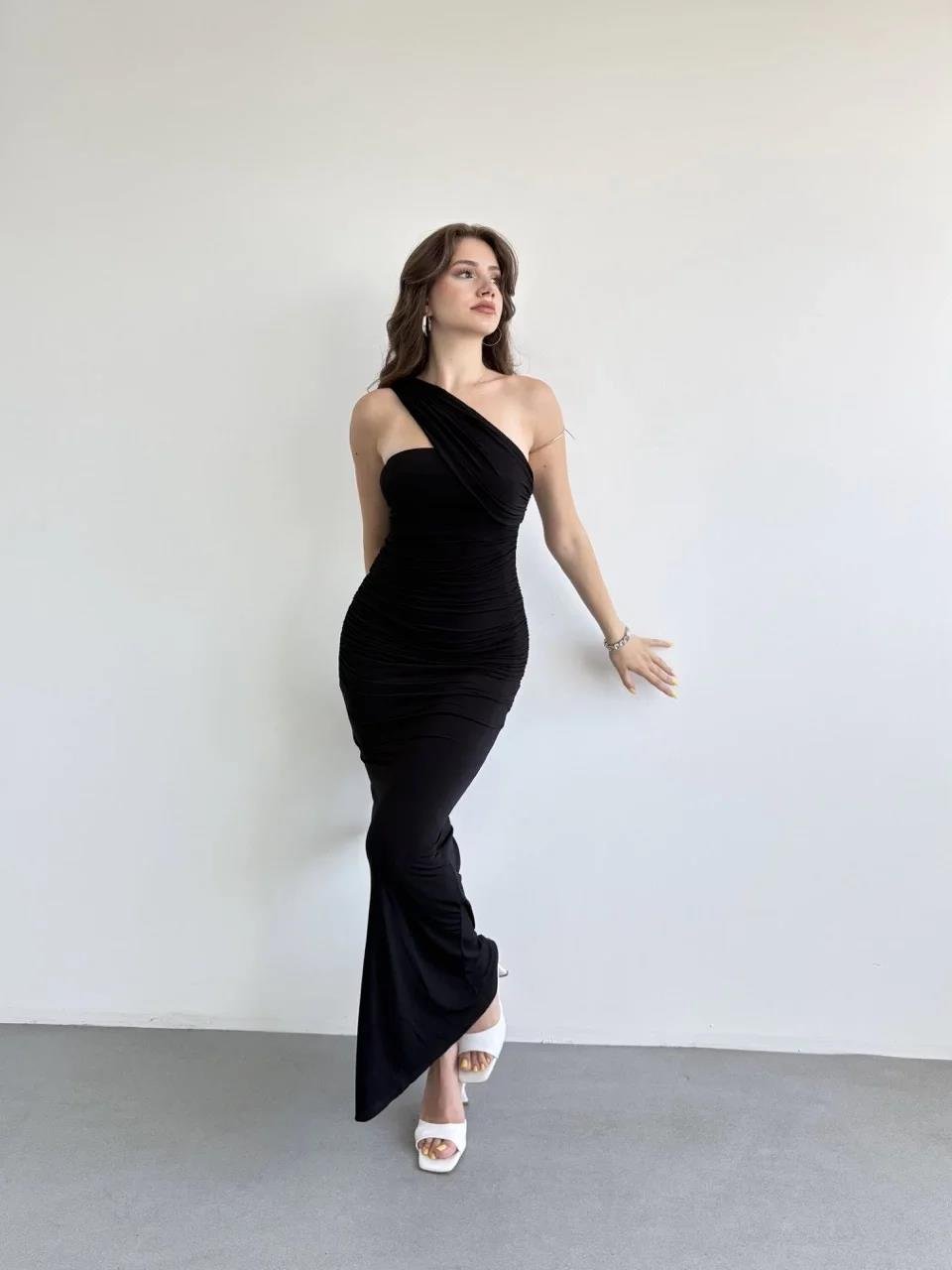 Leen Şal Sandy Elbise Siyah