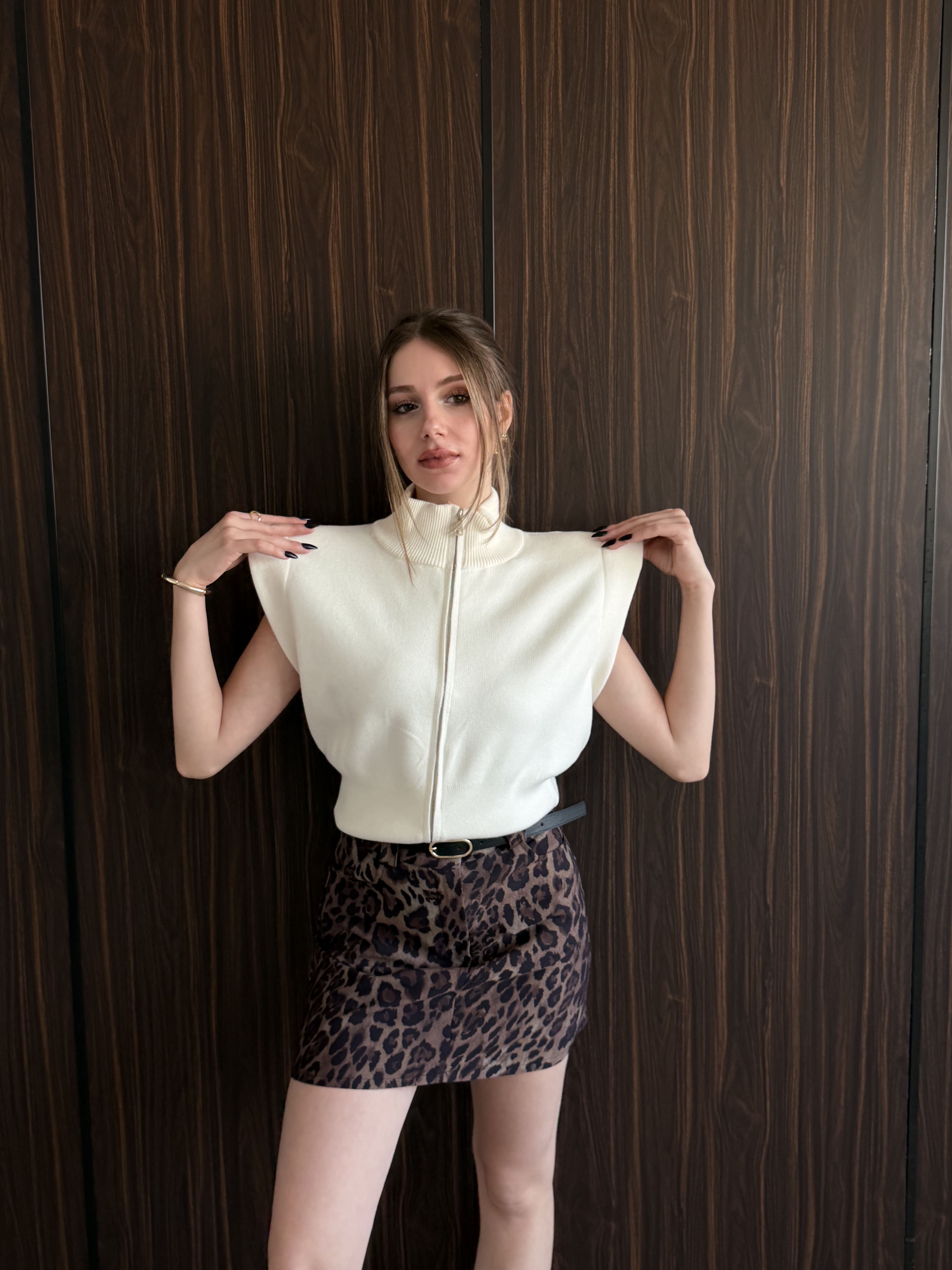 Leopar Astarlı Etek